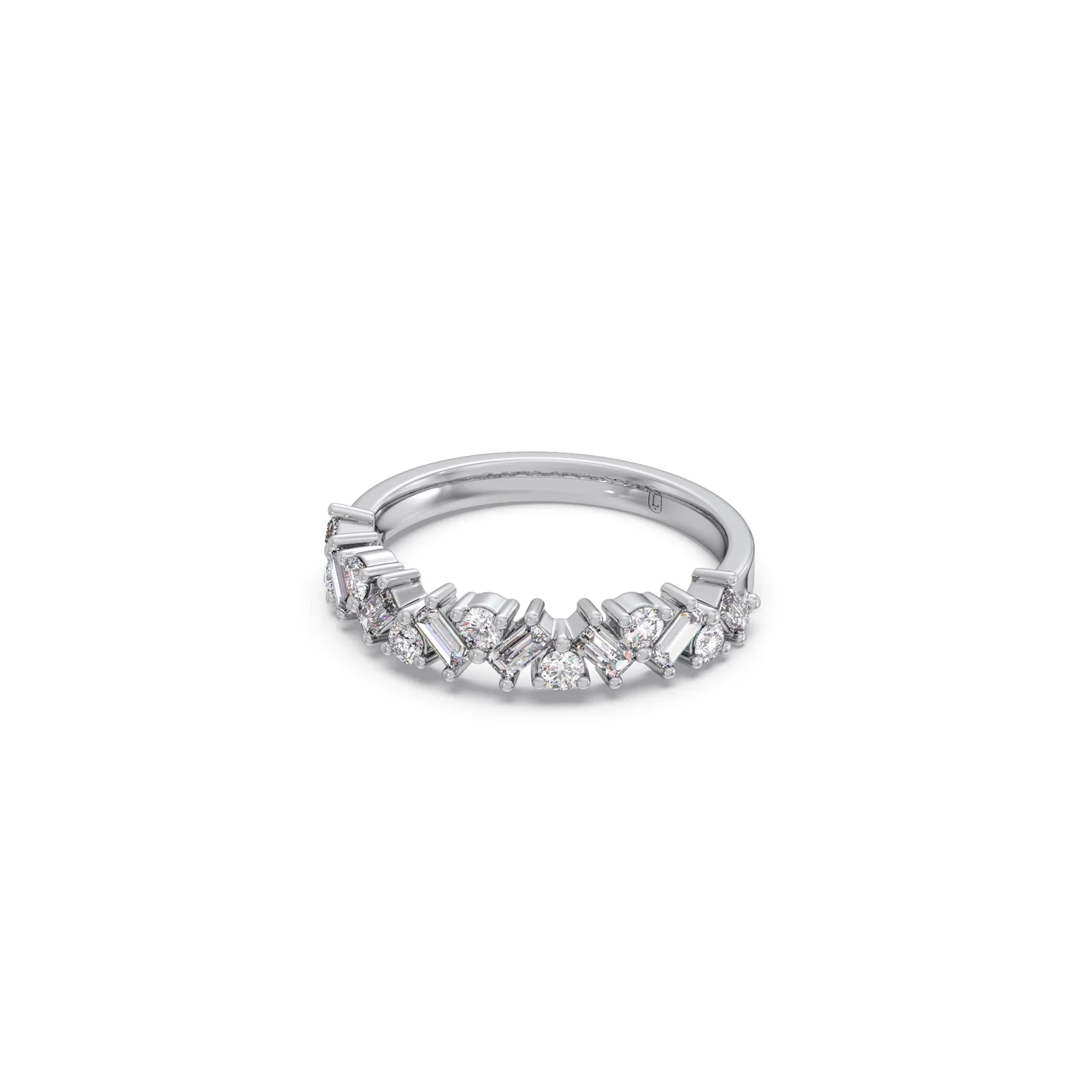 0.59Ct Baguette & Round Diamond Half Eternity Band - Image 4