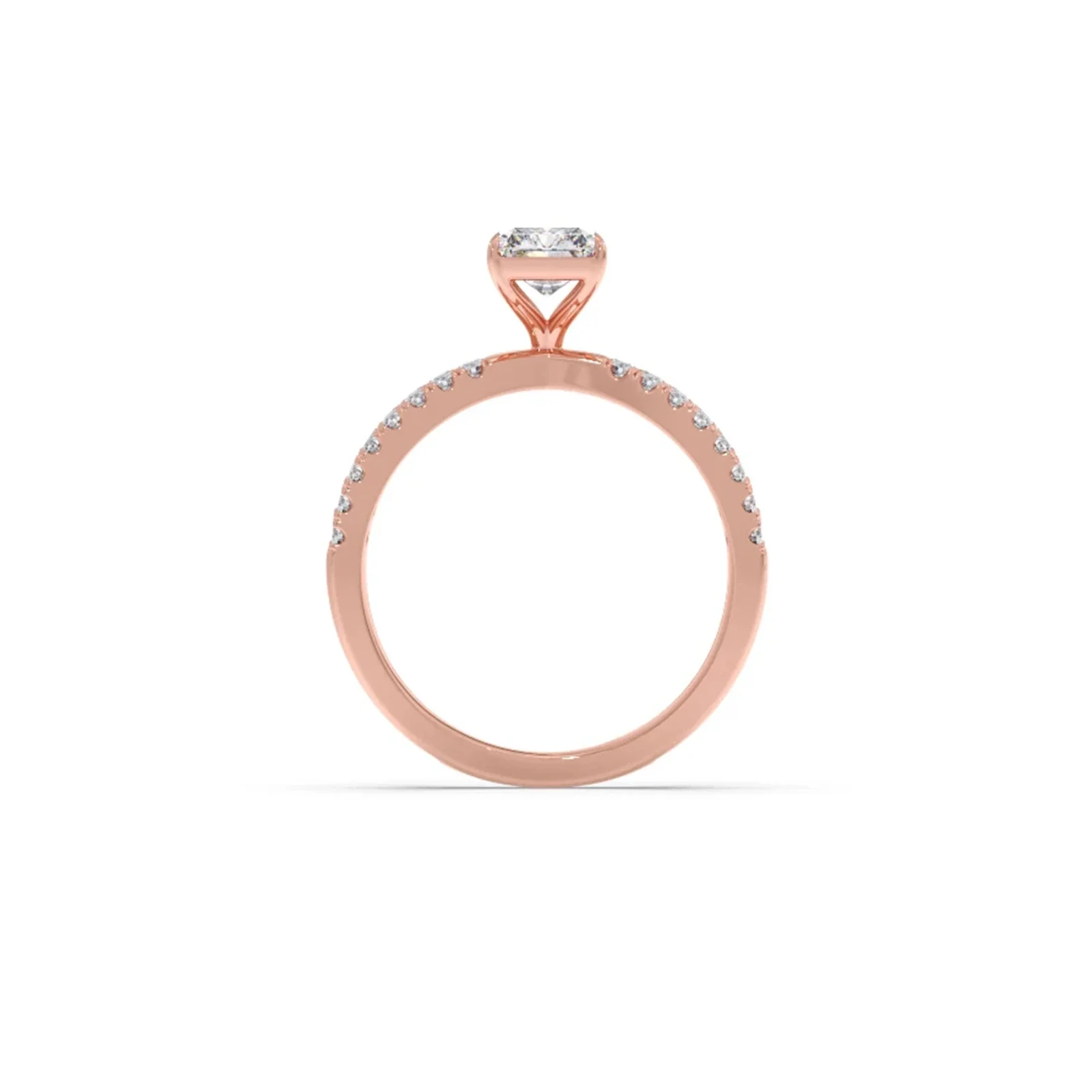 Emerald Diamond Crossover Micro Pave Engagement Ring - Image 3