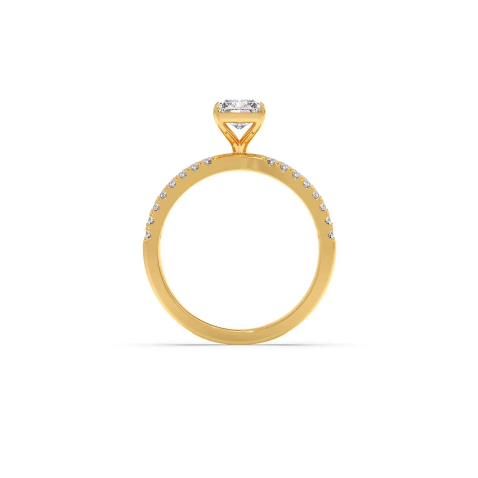 Emerald Diamond Crossover Micro Pave Engagement Ring - Image 7