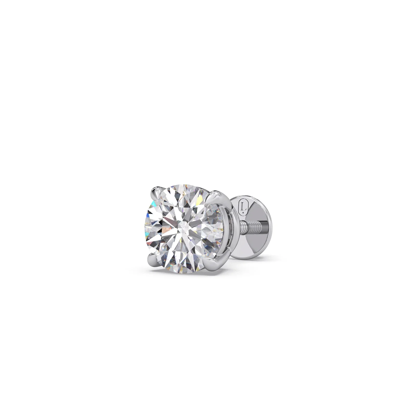 4 Prong Round-Cut 3.00 Ct Diamond Solitaire Studs - Image 10