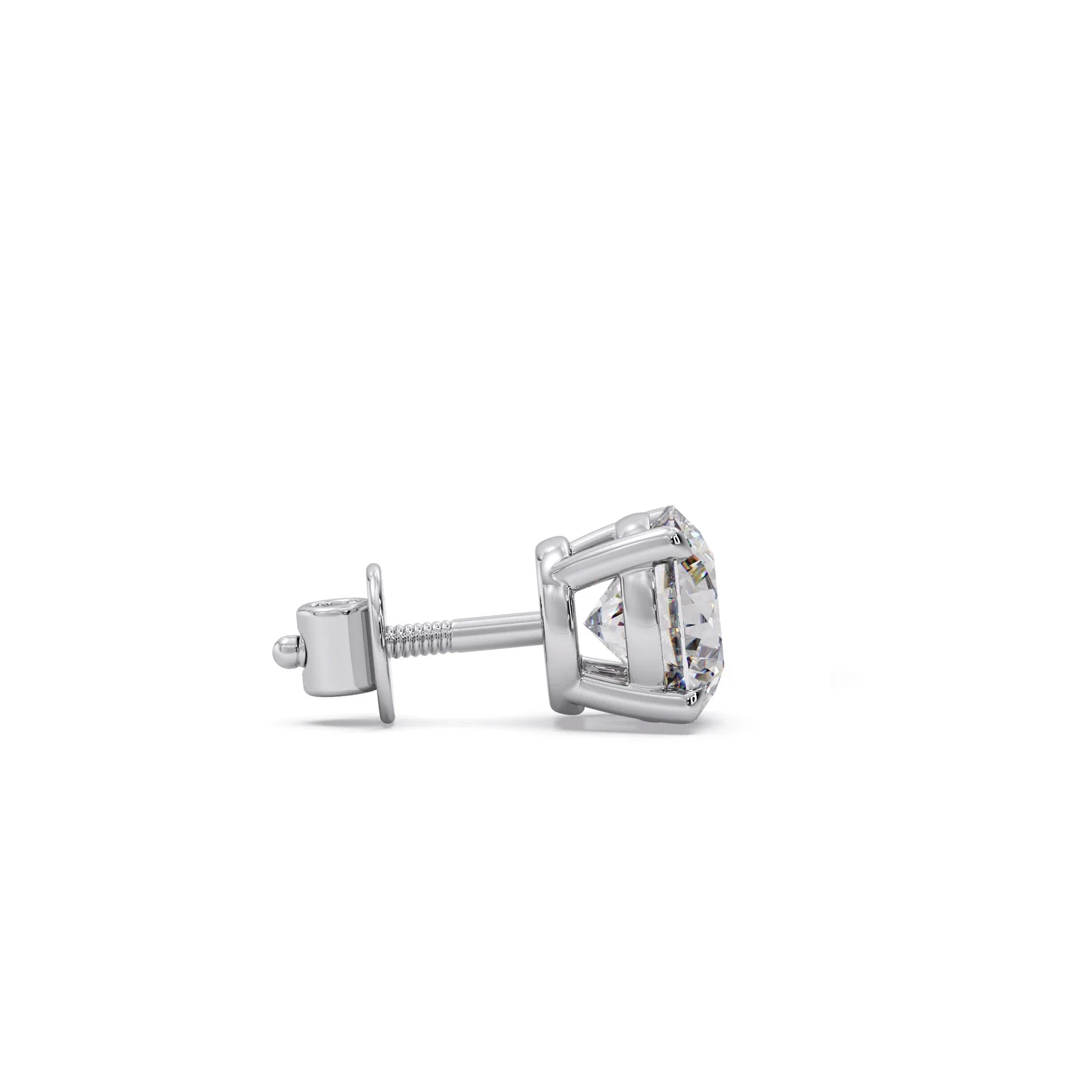 4 Prong Round-Cut 3.00 Ct Diamond Solitaire Studs - Image 11