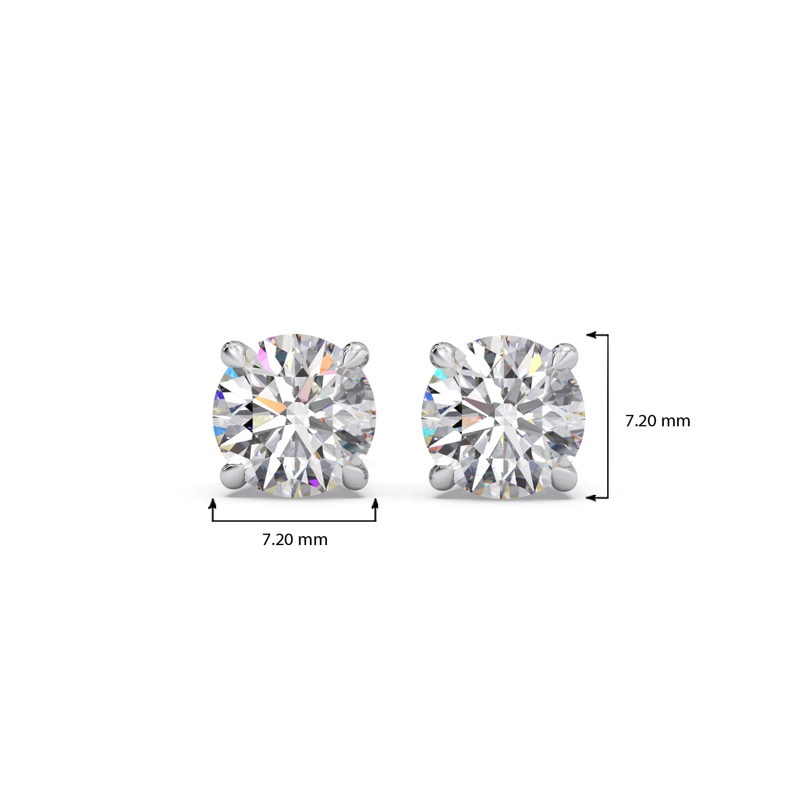 4 Prong Round-Cut 3.00 Ct Diamond Solitaire Studs - Image 12