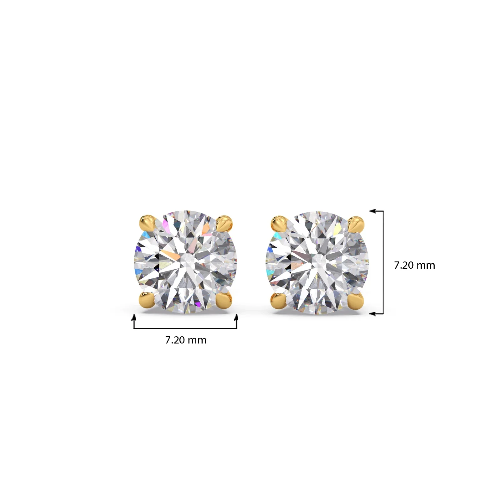 4 Prong Round-Cut 3.00 Ct Diamond Solitaire Studs - Image 4