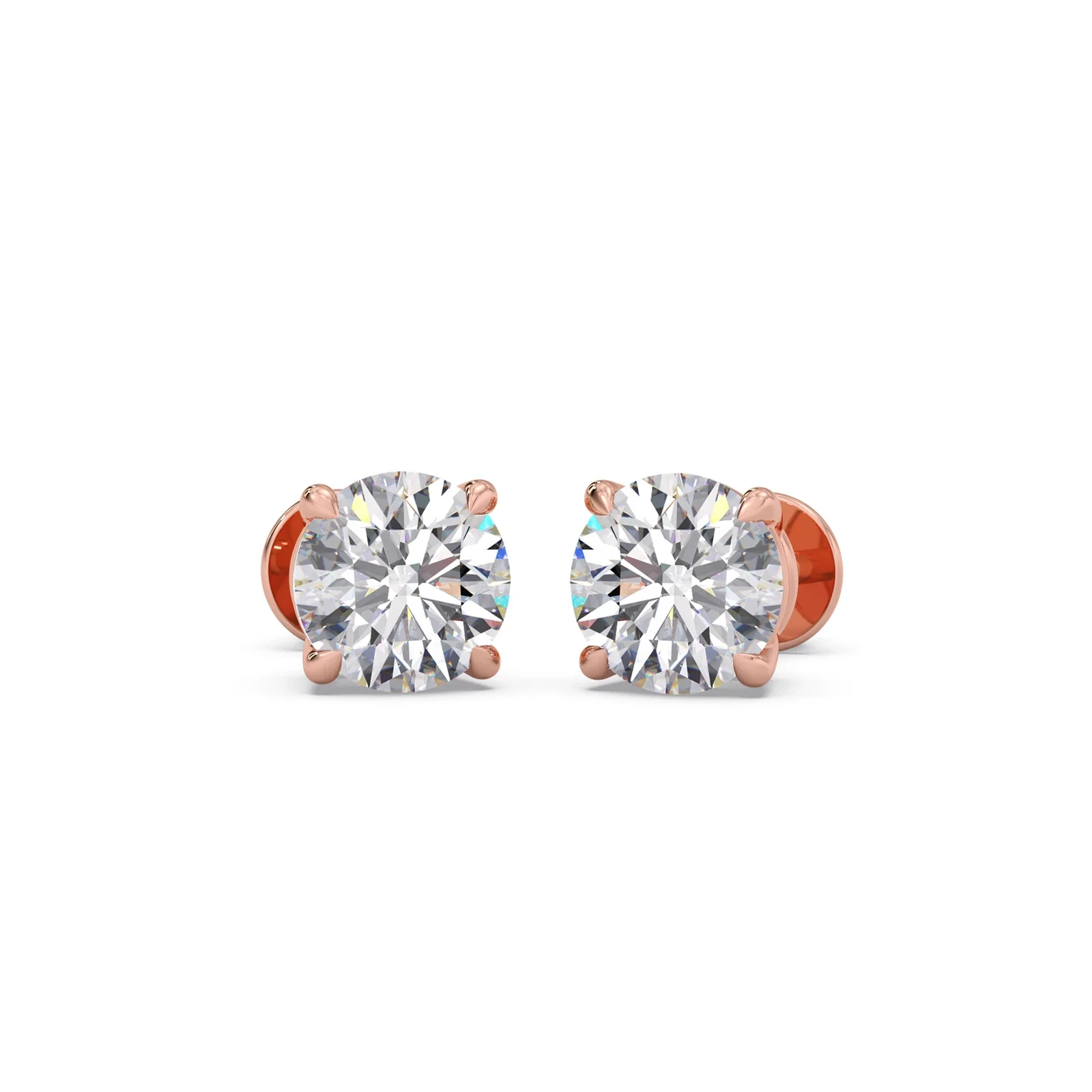 4 Prong Round-Cut 3.00 Ct Diamond Solitaire Studs - Image 5