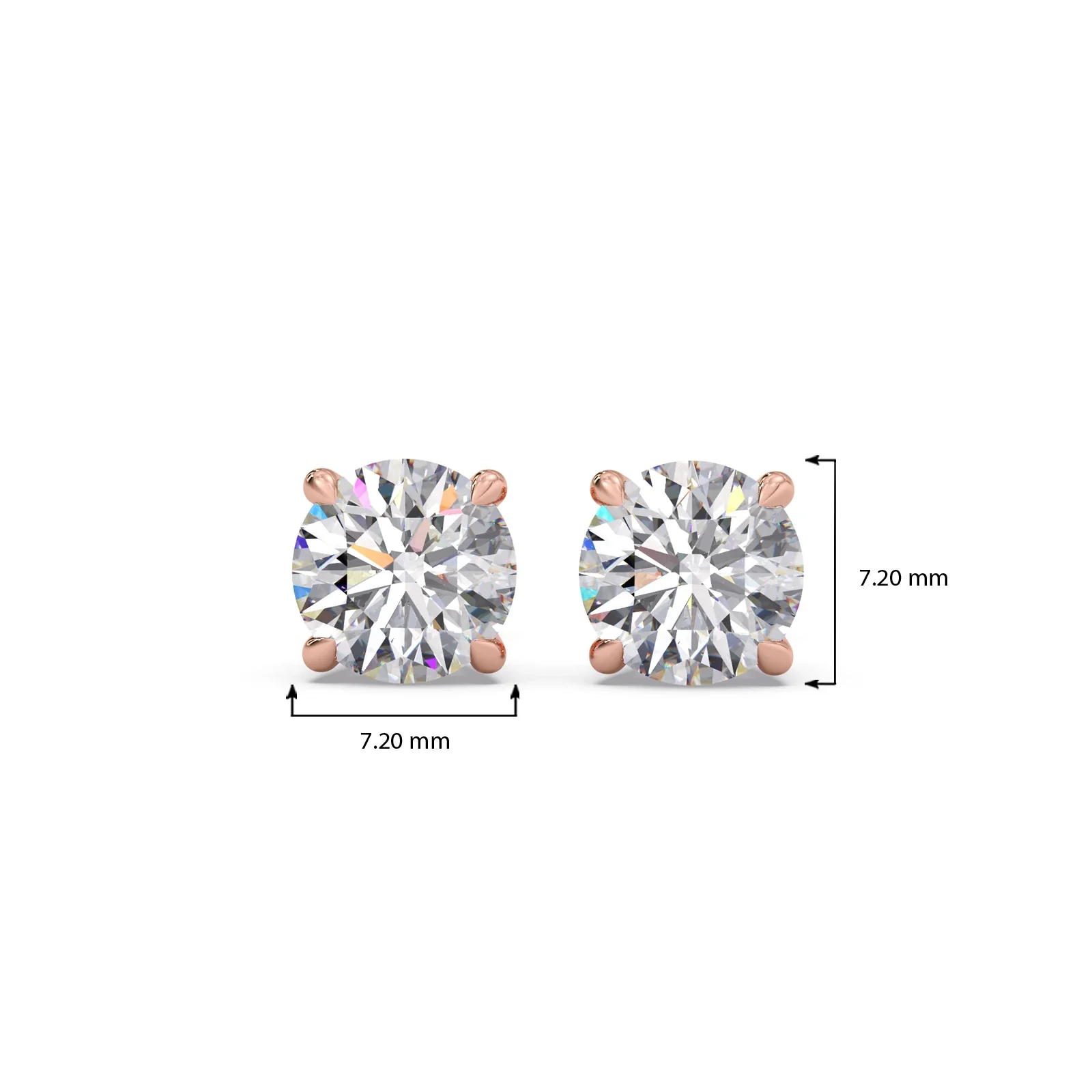 4 Prong Round-Cut 3.00 Ct Diamond Solitaire Studs - Image 8