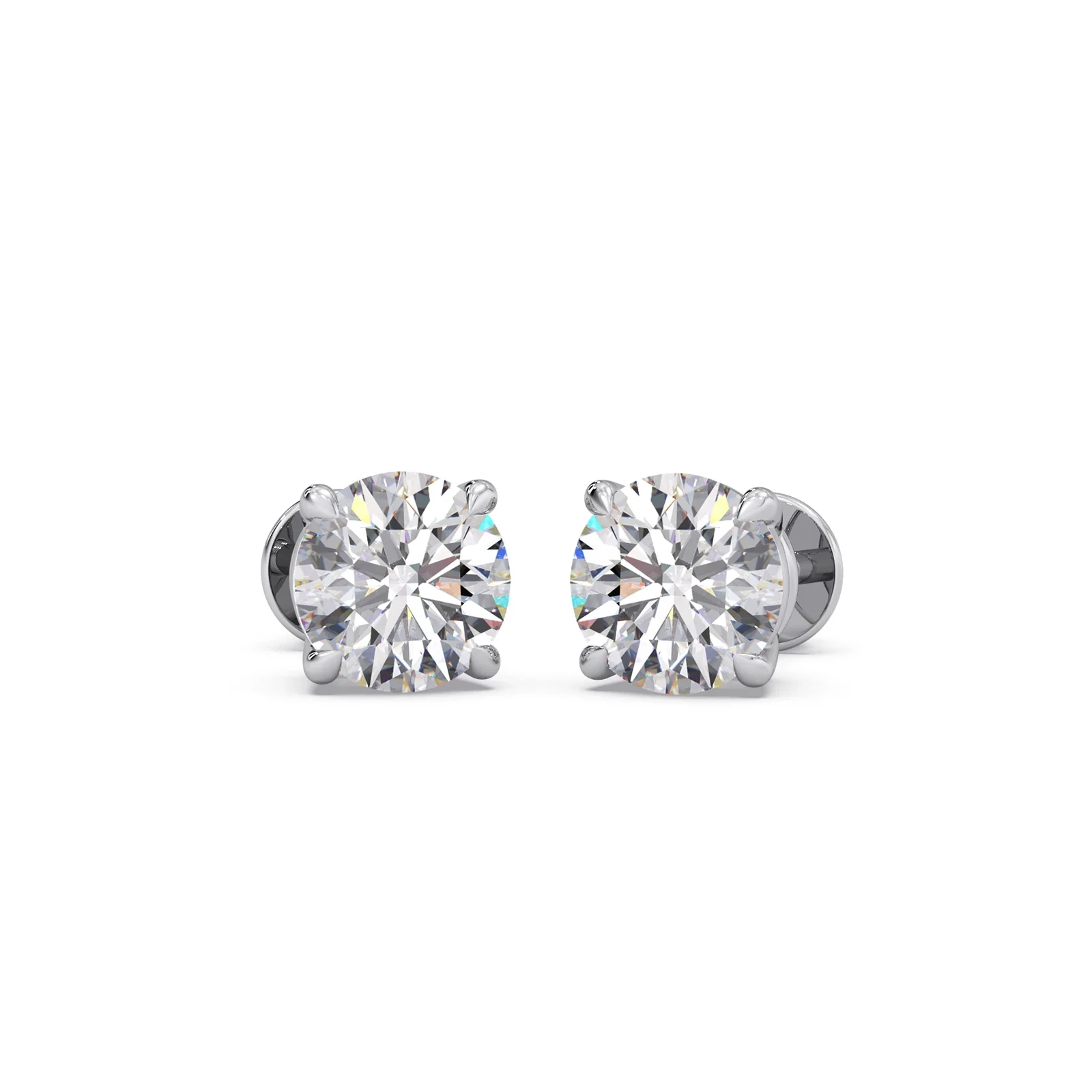 4 Prong Round-Cut 3.00 Ct Diamond Solitaire Studs - Image 9