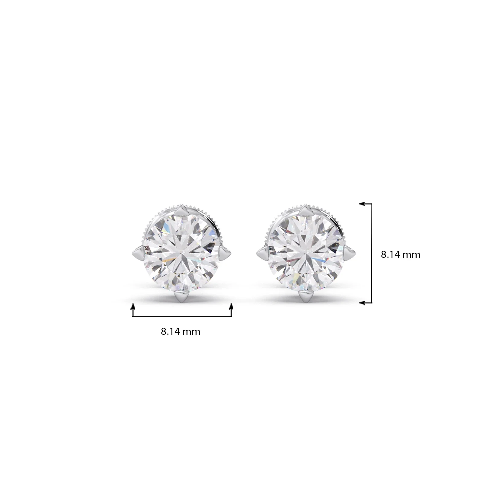 Classic 4-Prong Round Diamond Stud Earrings – 6.30mm - Image 12