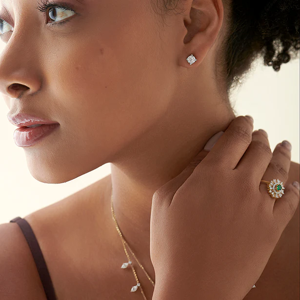 Classic 4-Prong Round Diamond Stud Earrings – 6.30mm - Image 13