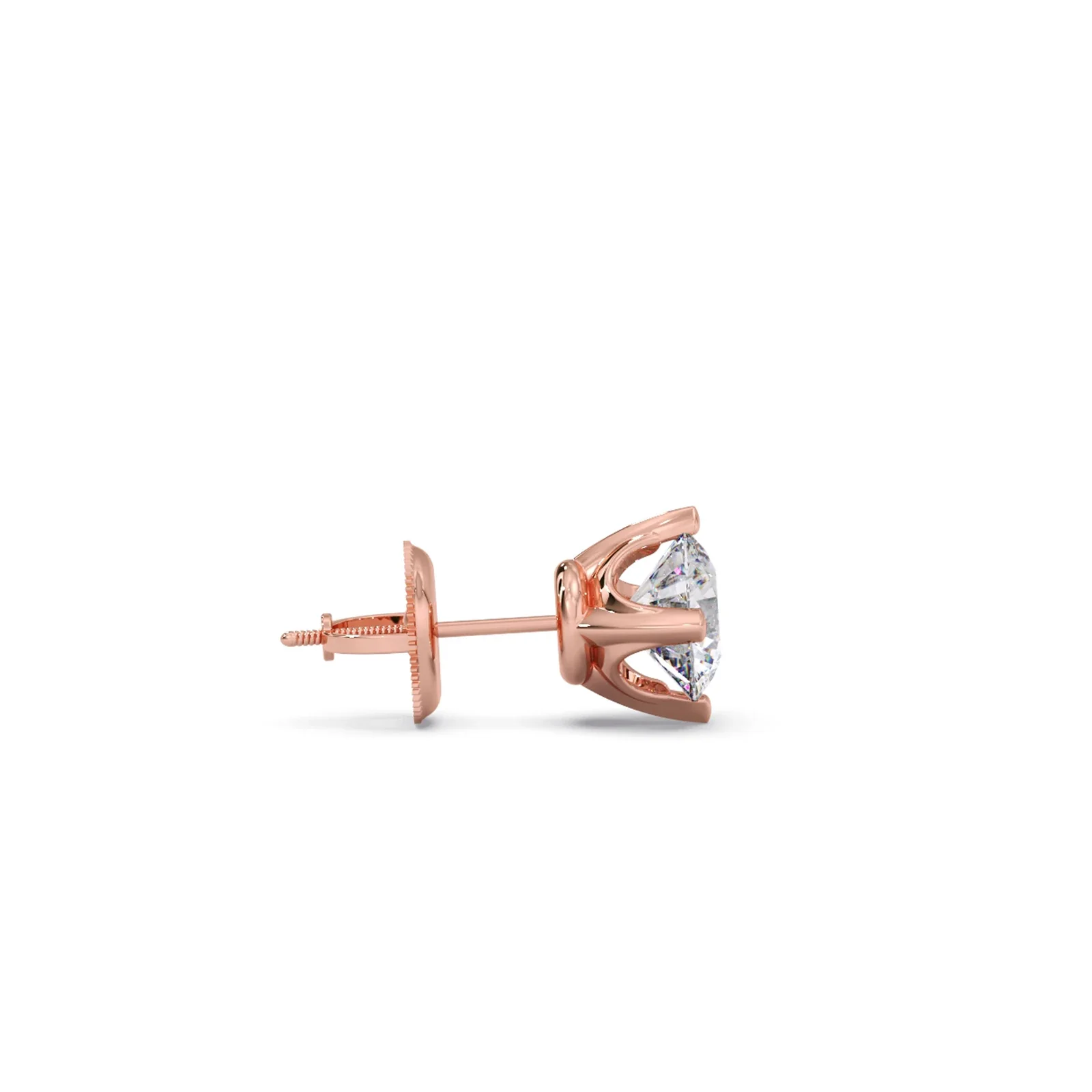 Classic 4-Prong Round Diamond Stud Earrings – 6.30mm - Image 3