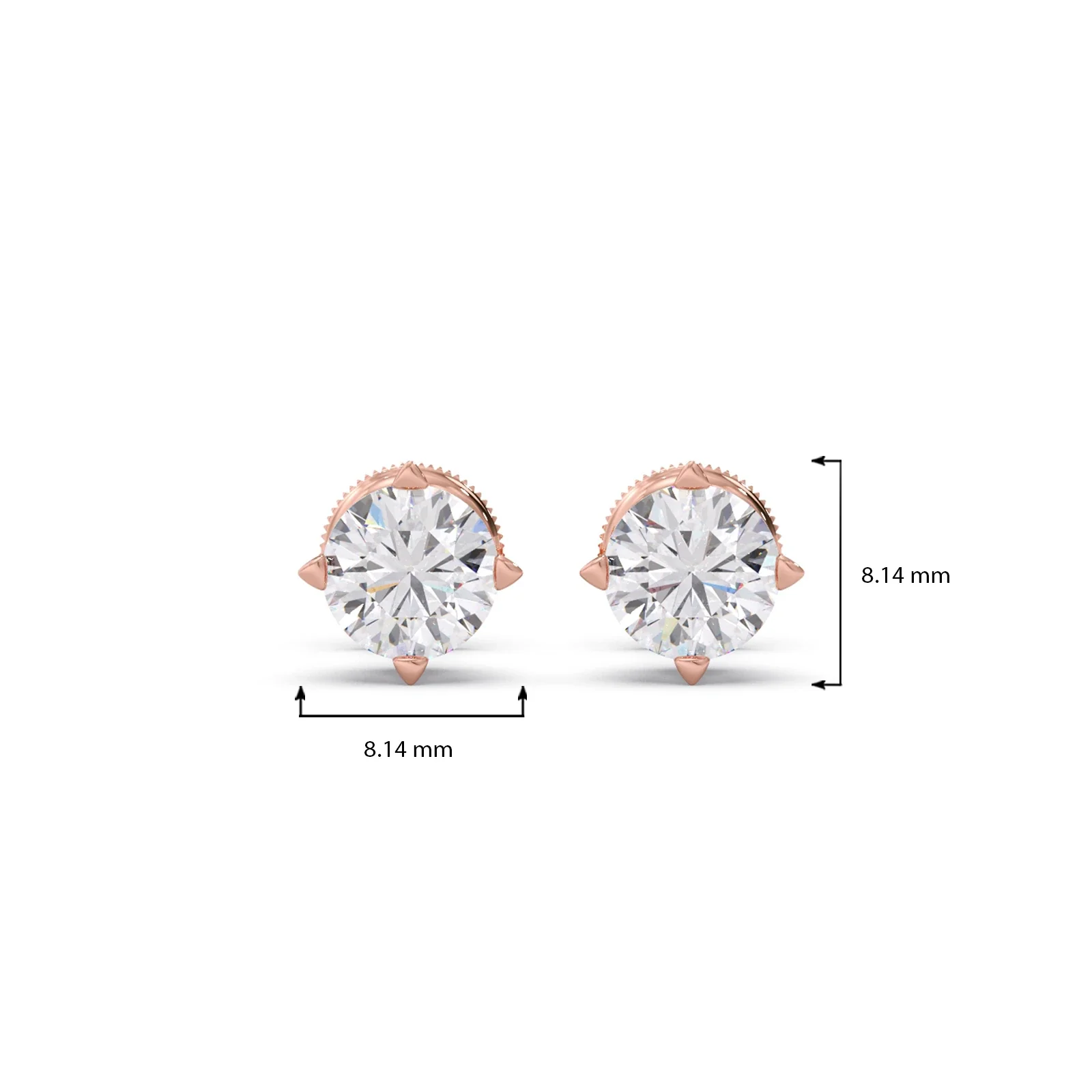 Classic 4-Prong Round Diamond Stud Earrings – 6.30mm - Image 4