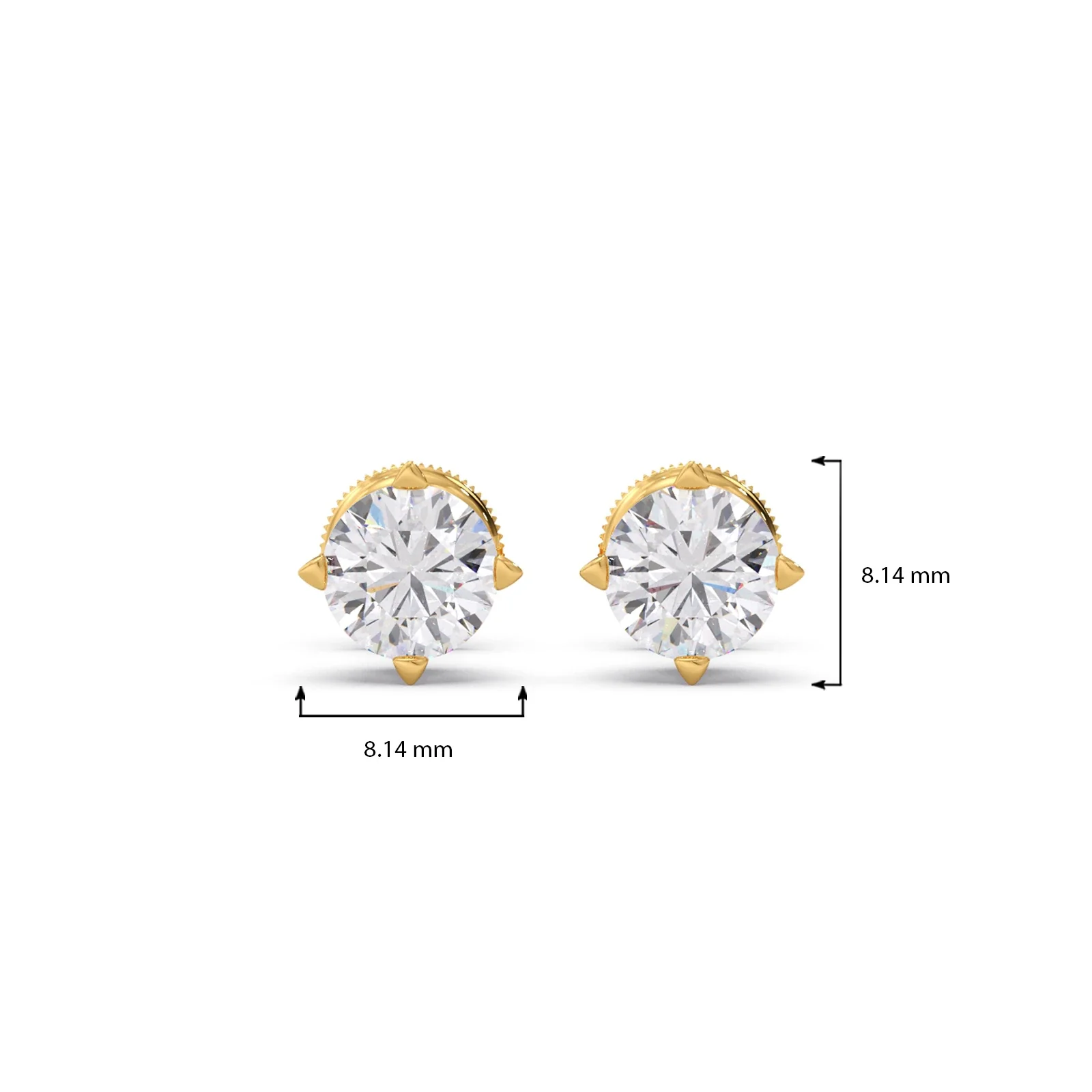 Classic 4-Prong Round Diamond Stud Earrings – 6.30mm - Image 8
