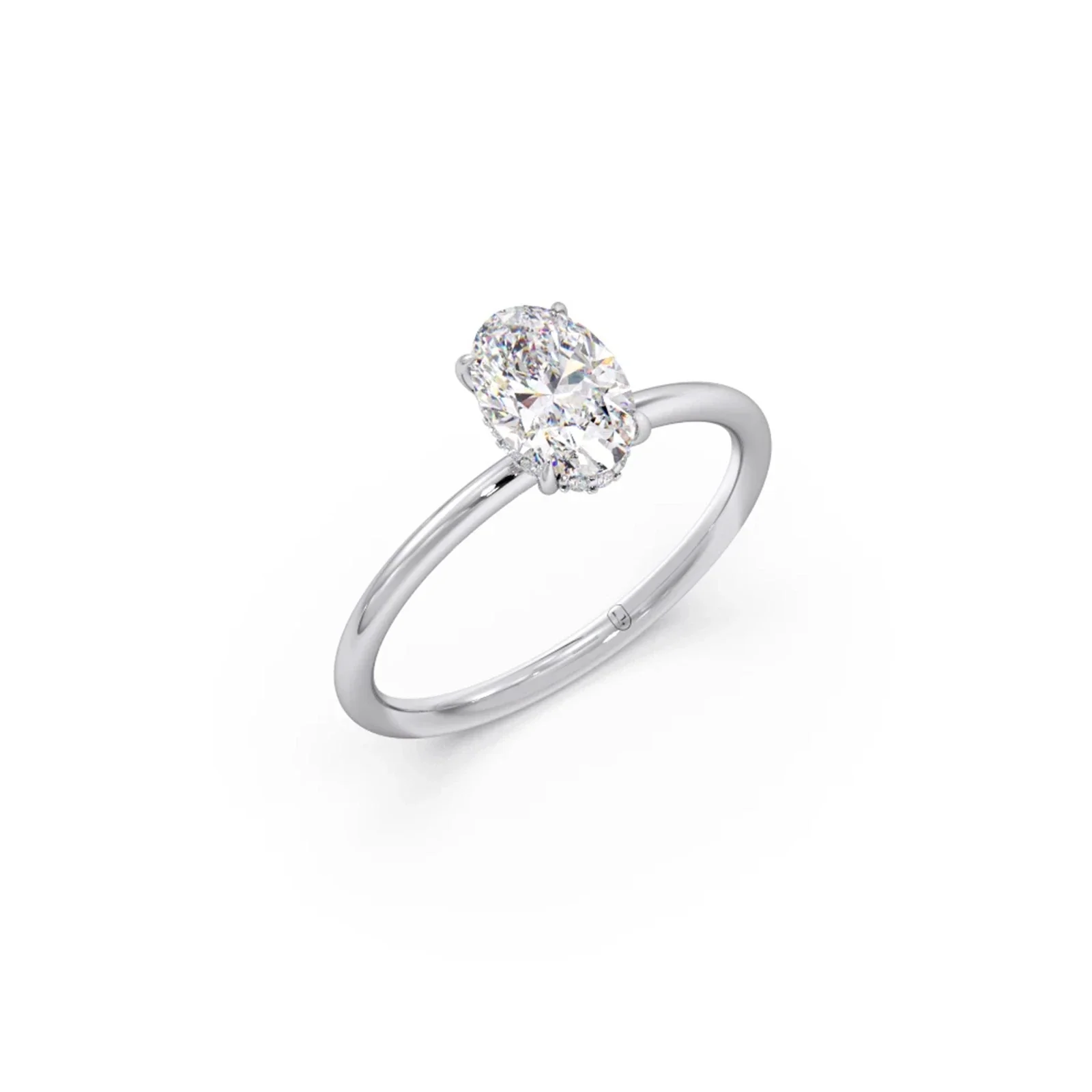 Classic Oval Shape Diamond Ring with Sleek Band - Image 11