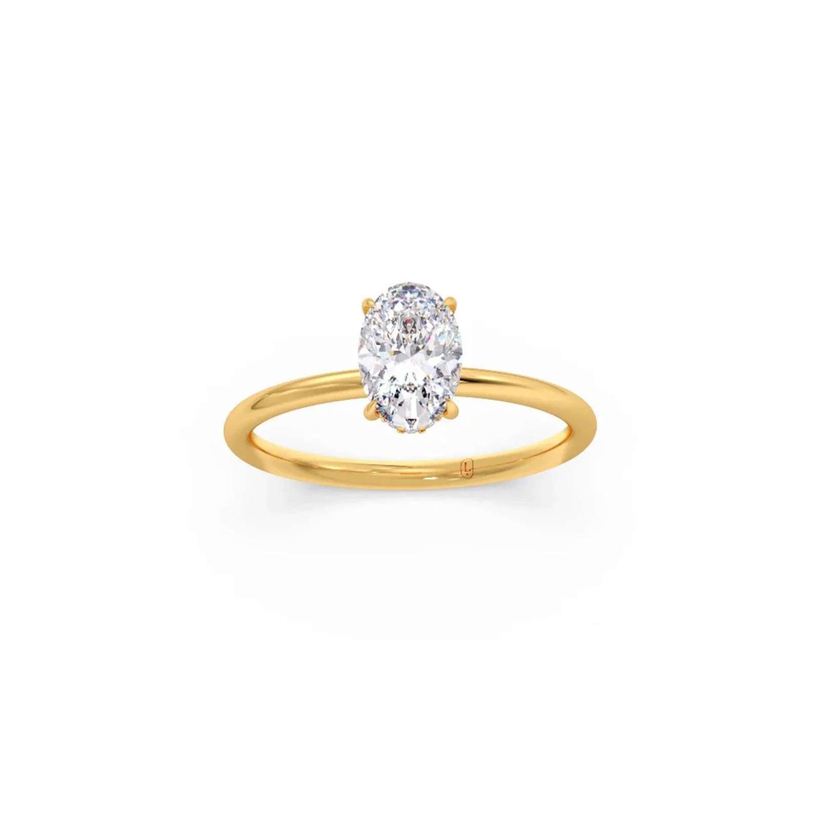 Classic Oval Shape Diamond Ring with Sleek Band - Image 4