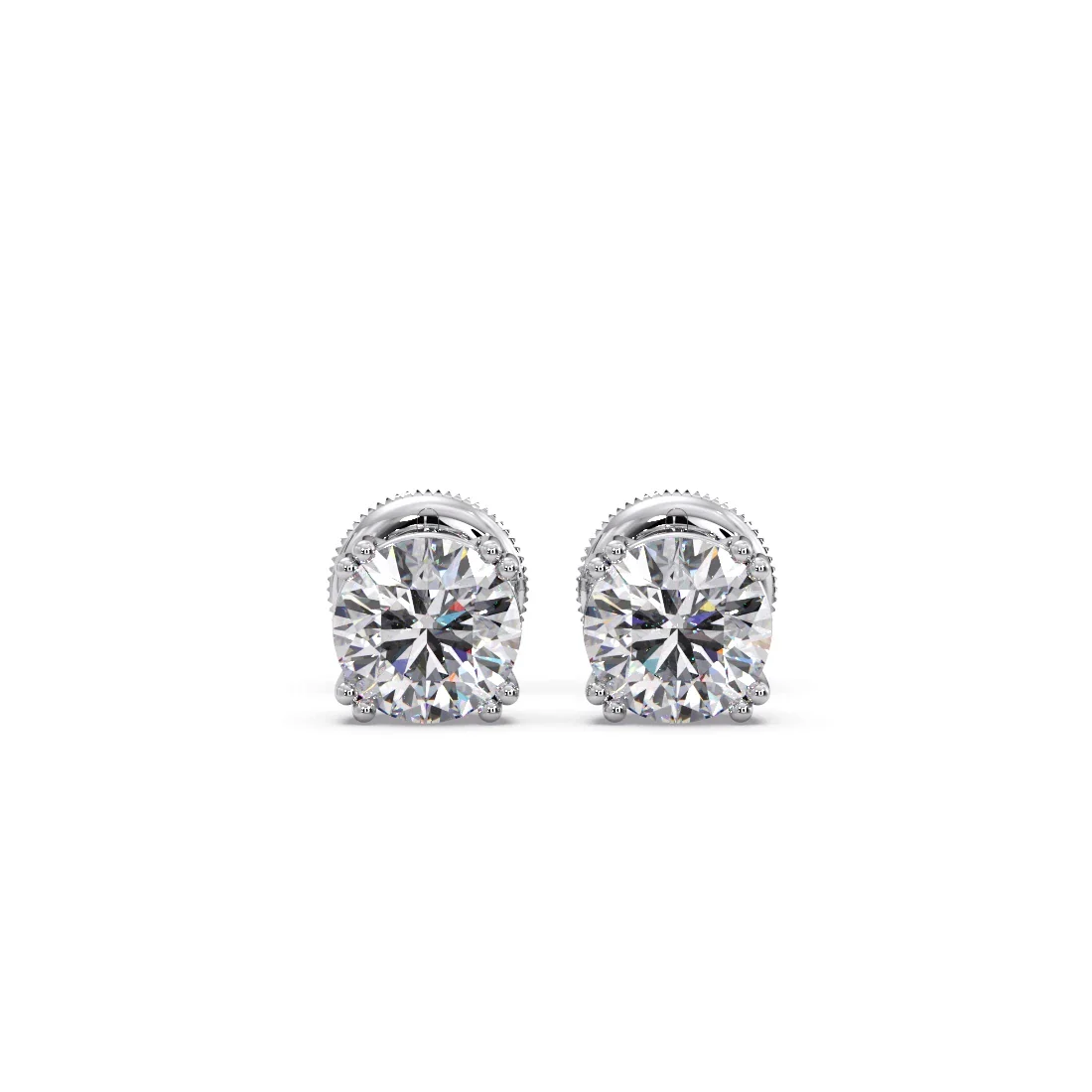 Classic Round Solitaire Stud Earrings - 1.80 Cts - Image 12
