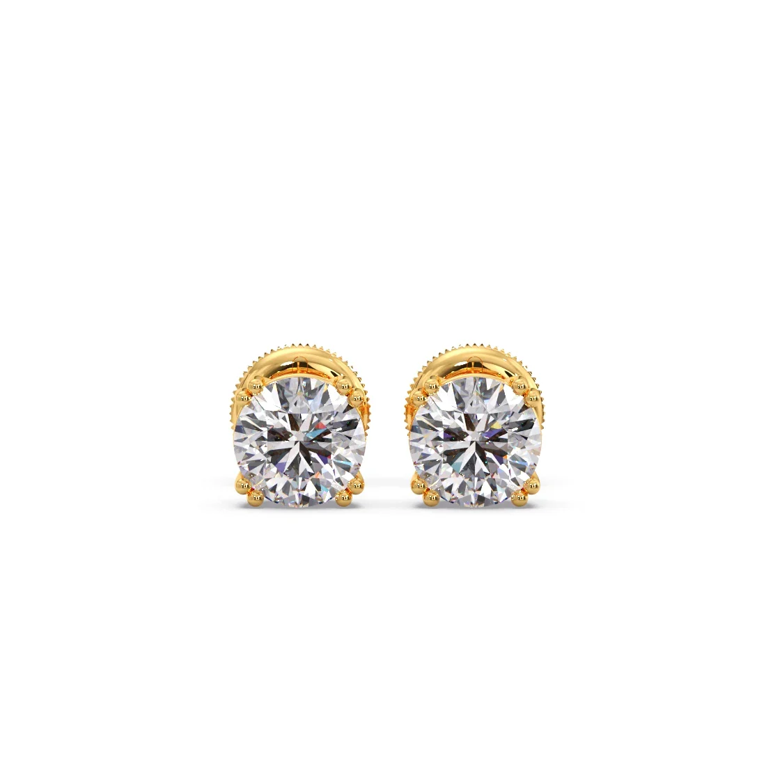 Classic Round Solitaire Stud Earrings - 1.80 Cts - Image 4
