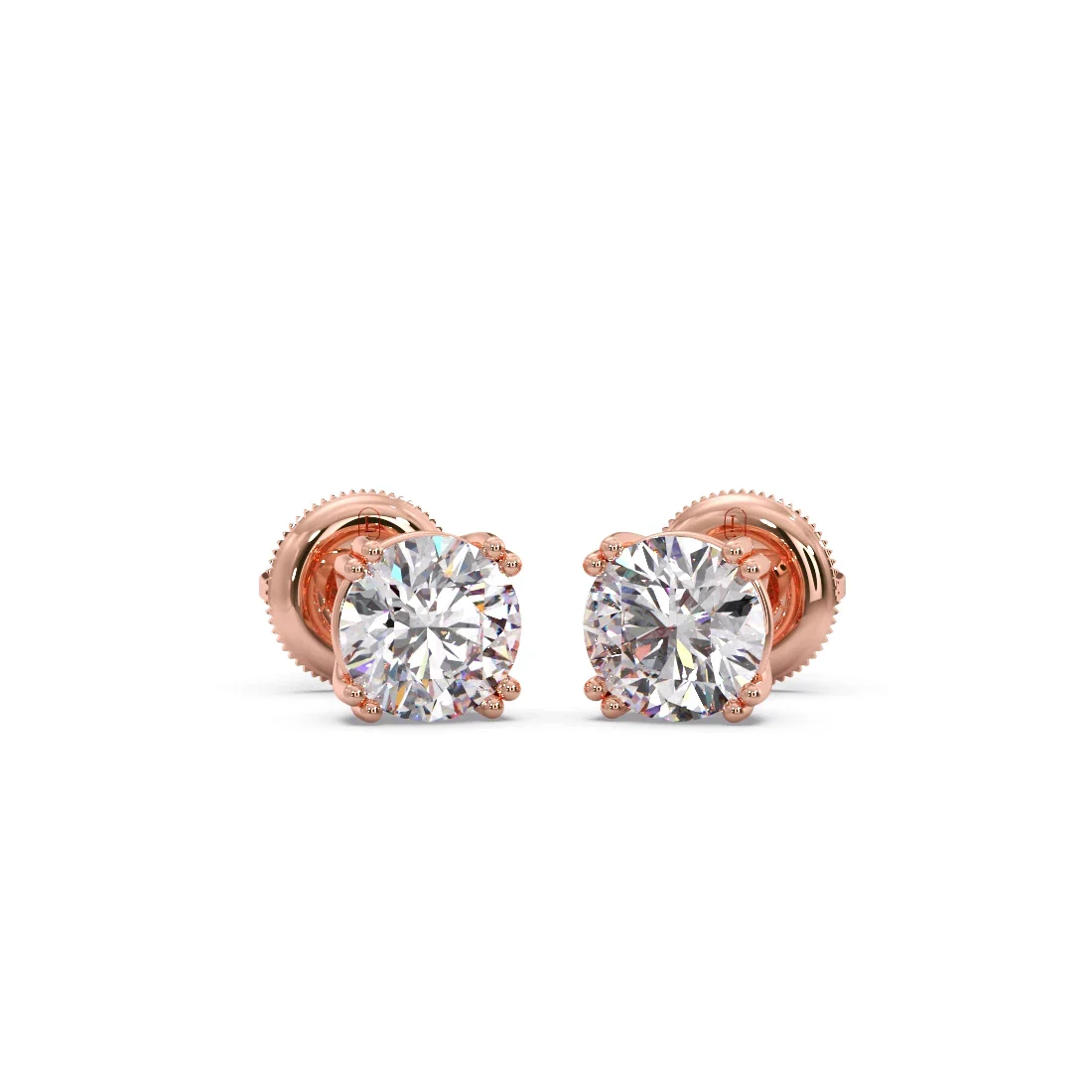 Classic Round Solitaire Stud Earrings - 1.80 Cts - Image 5