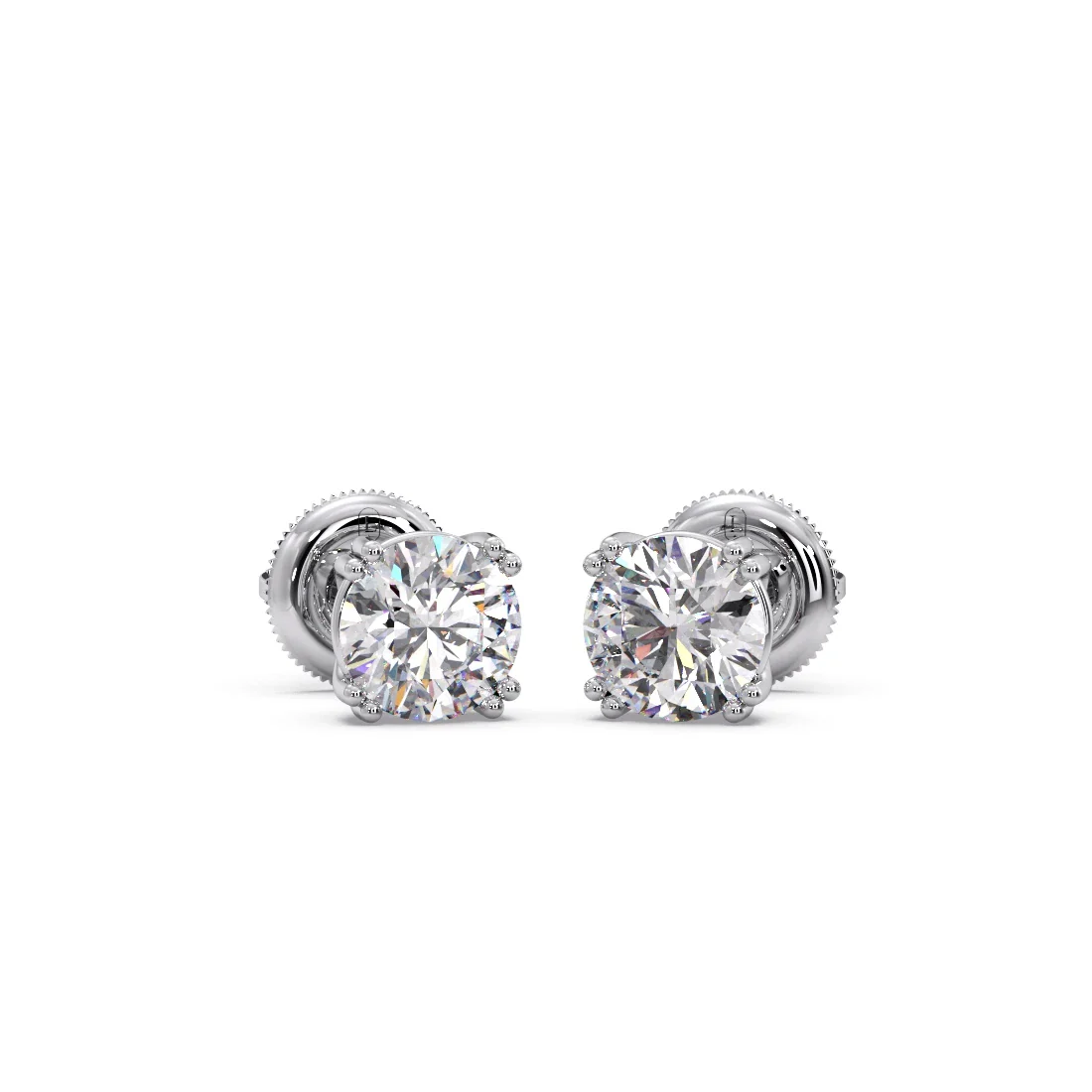 Classic Round Solitaire Stud Earrings - 1.80 Cts - Image 9