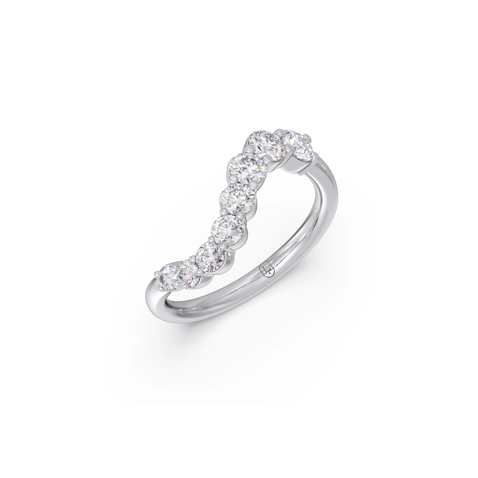 Curved Round Diamond Ring - Image 9