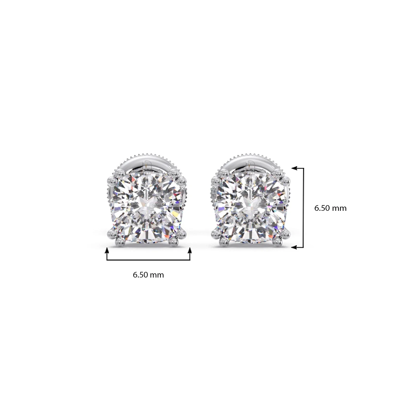 Cushion Cut Diamond Stud Earrings - Image 12
