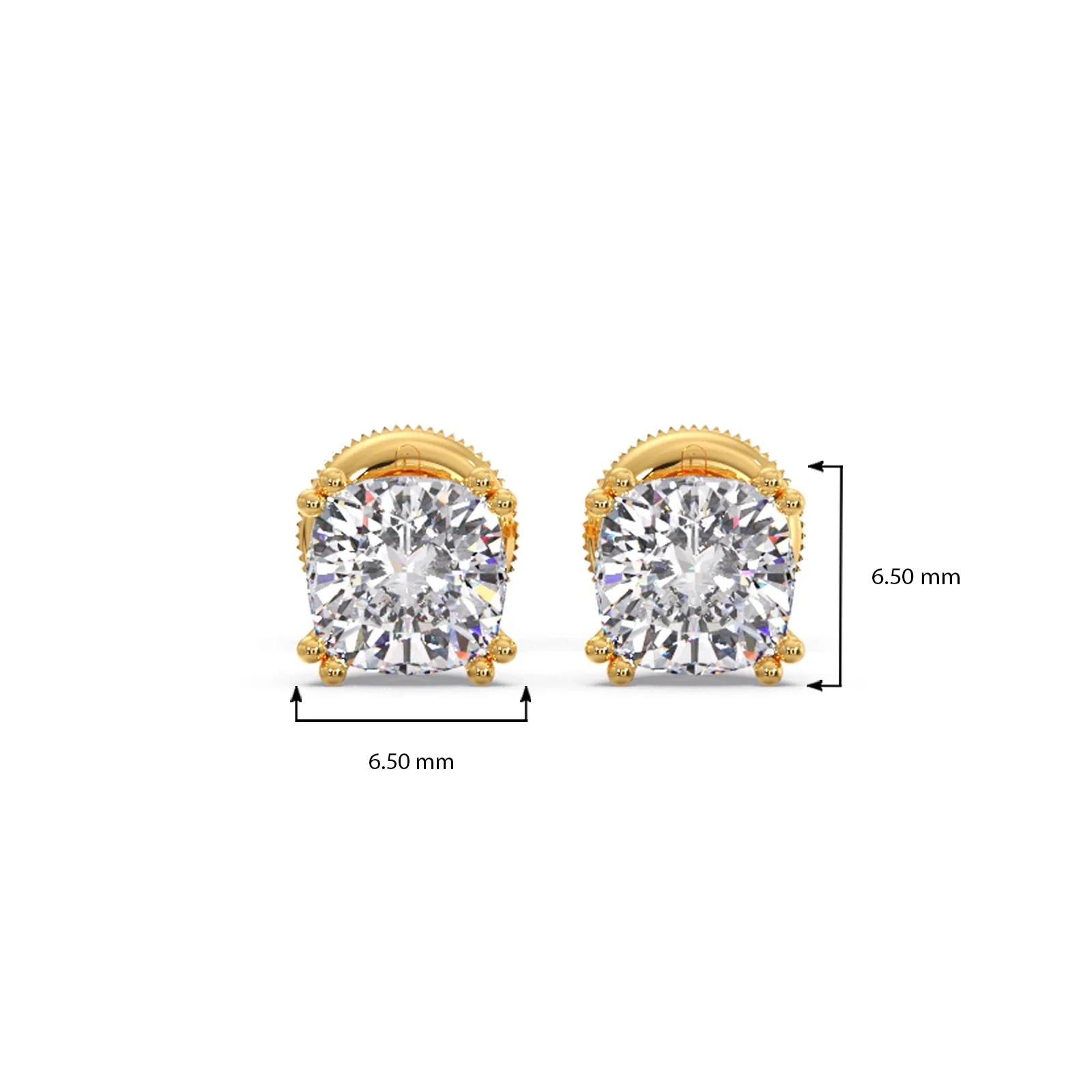 Cushion Cut Diamond Stud Earrings - Image 4