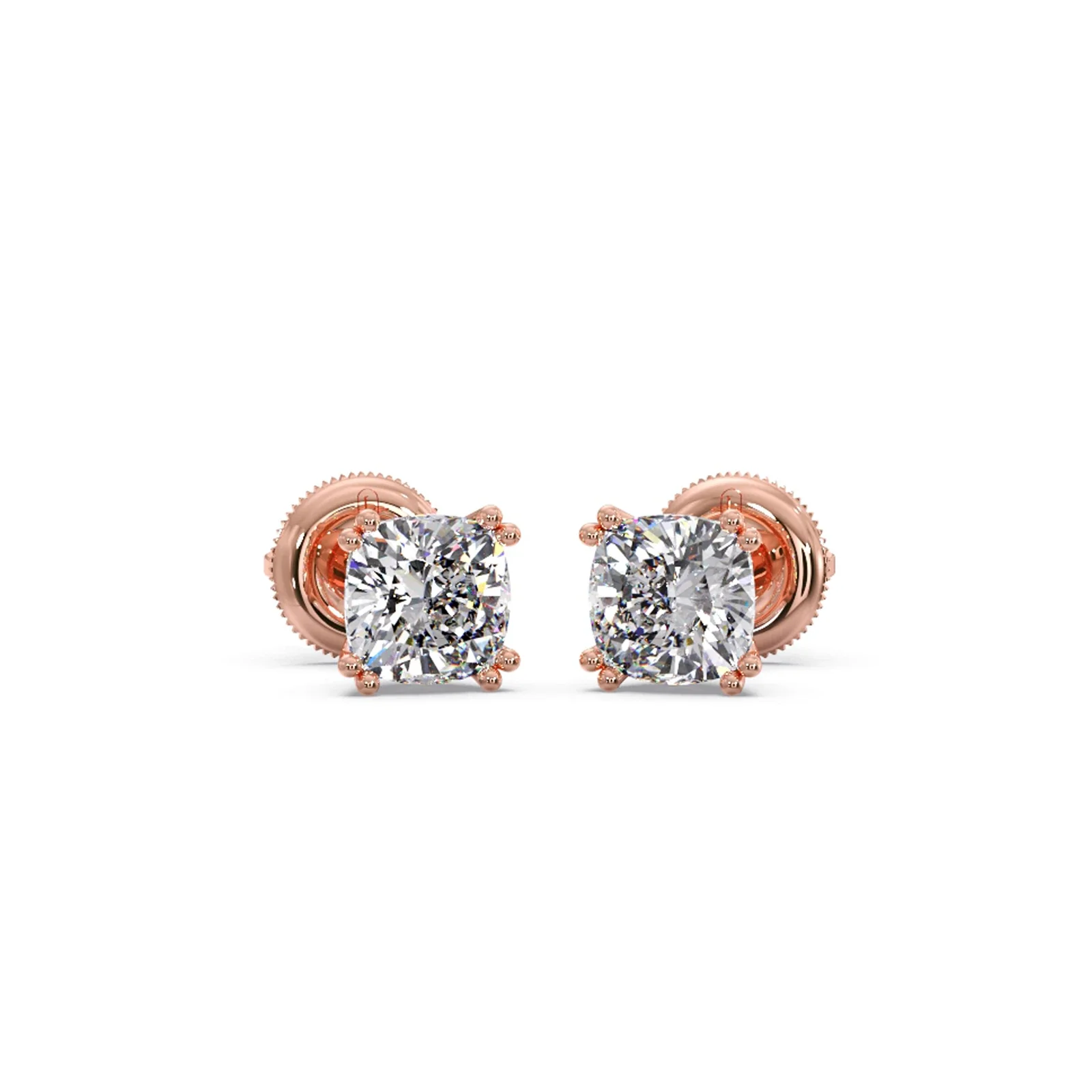 Cushion Cut Diamond Stud Earrings - Image 5