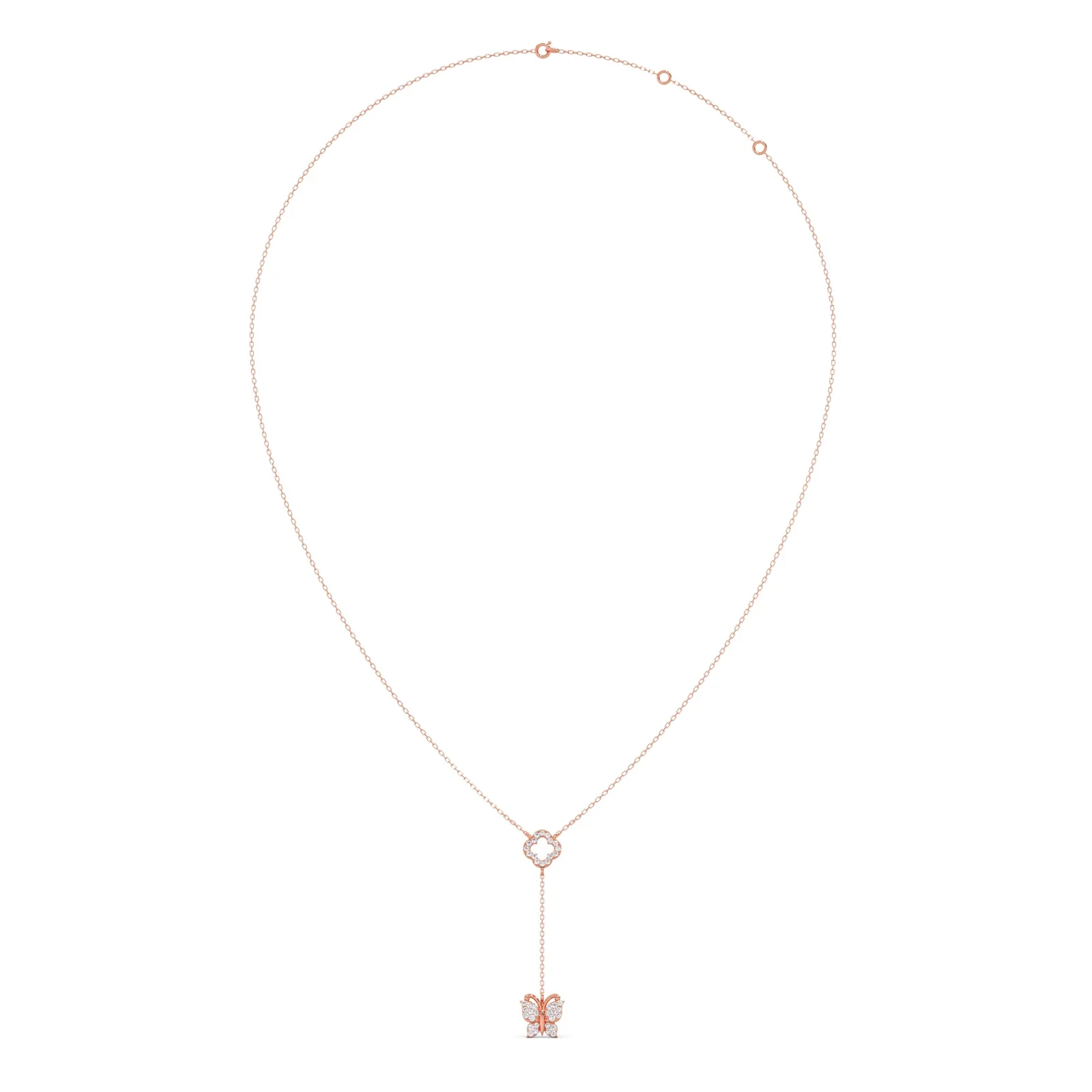 Delicate Diamond Butterfly Drop Necklace - Image 3