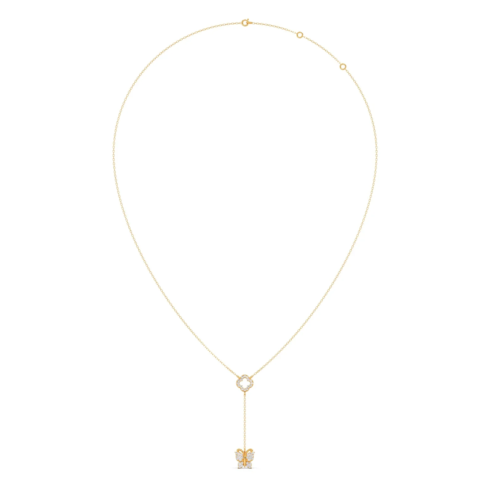 Delicate Diamond Butterfly Drop Necklace - Image 7
