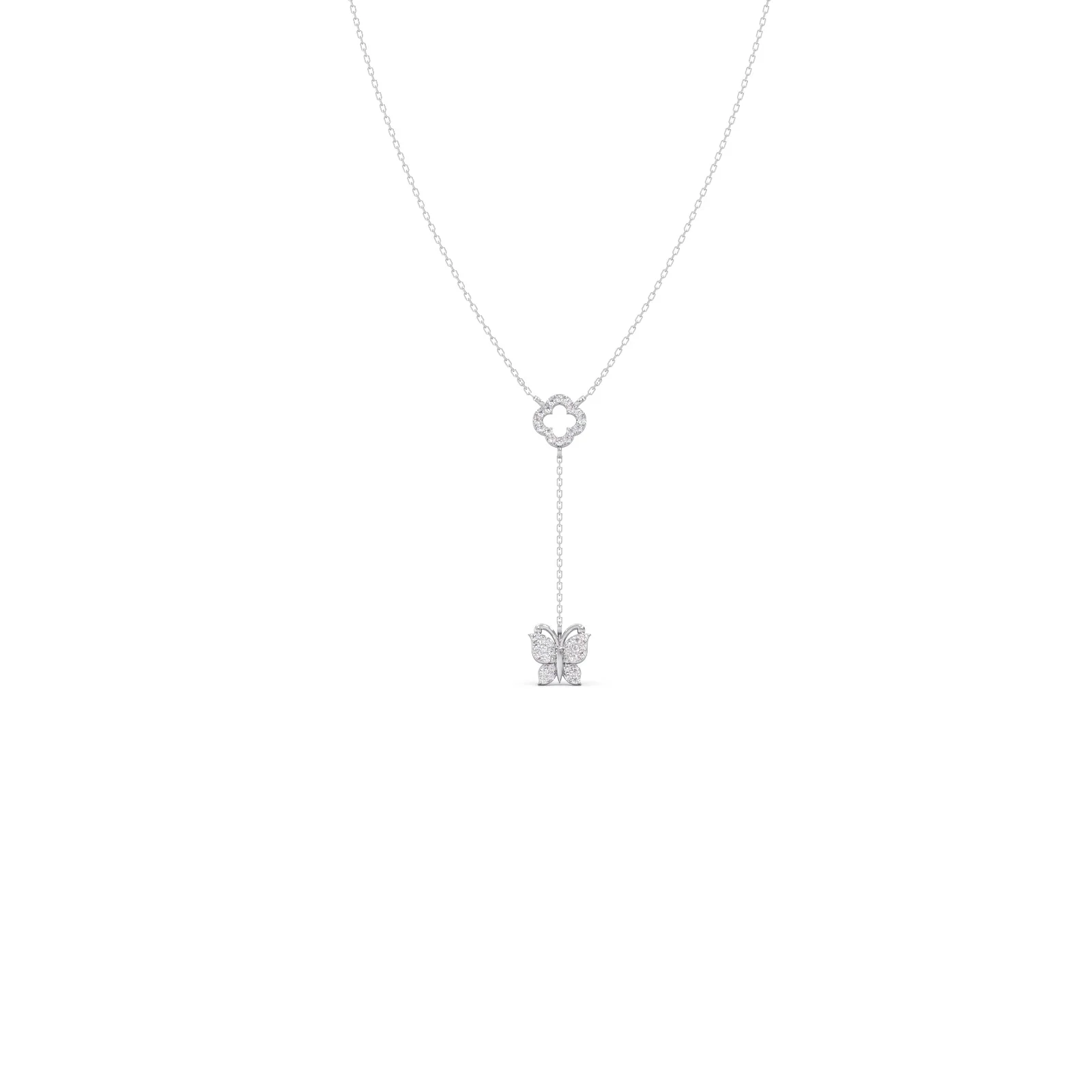 Delicate Diamond Butterfly Drop Necklace - Image 9