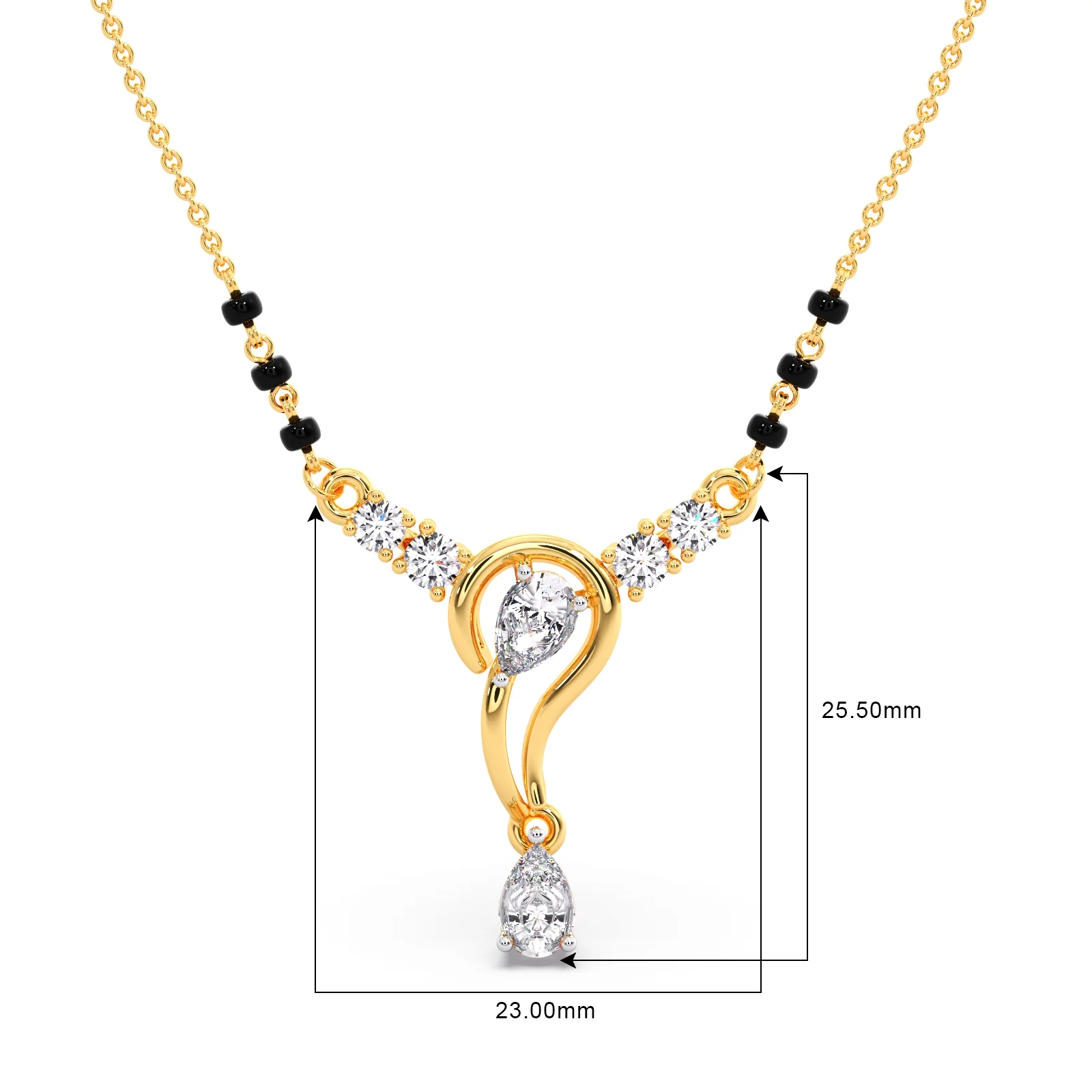Delicate Pear and Round Diamond Mangalsutra - Image 4