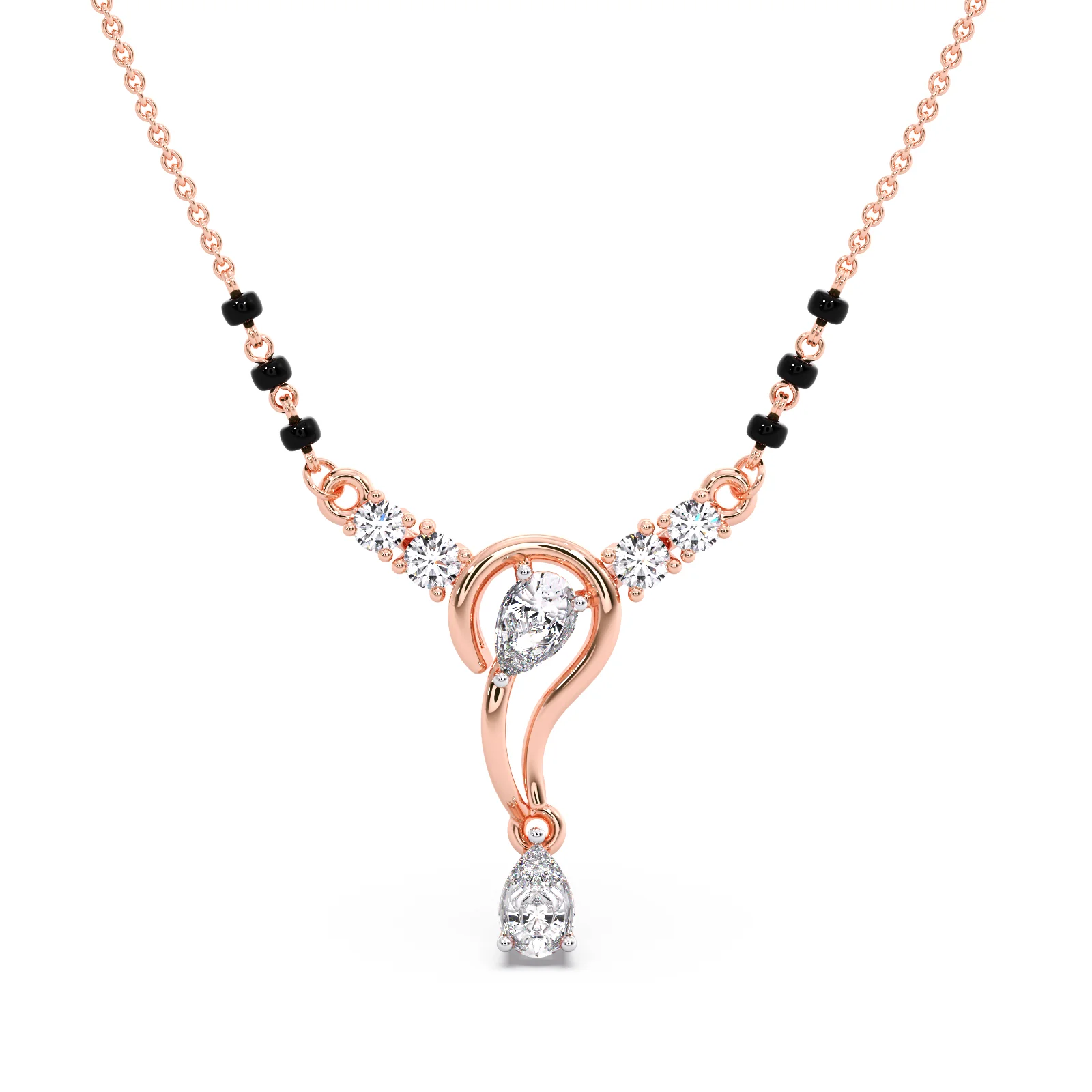 Delicate Pear and Round Diamond Mangalsutra - Image 5