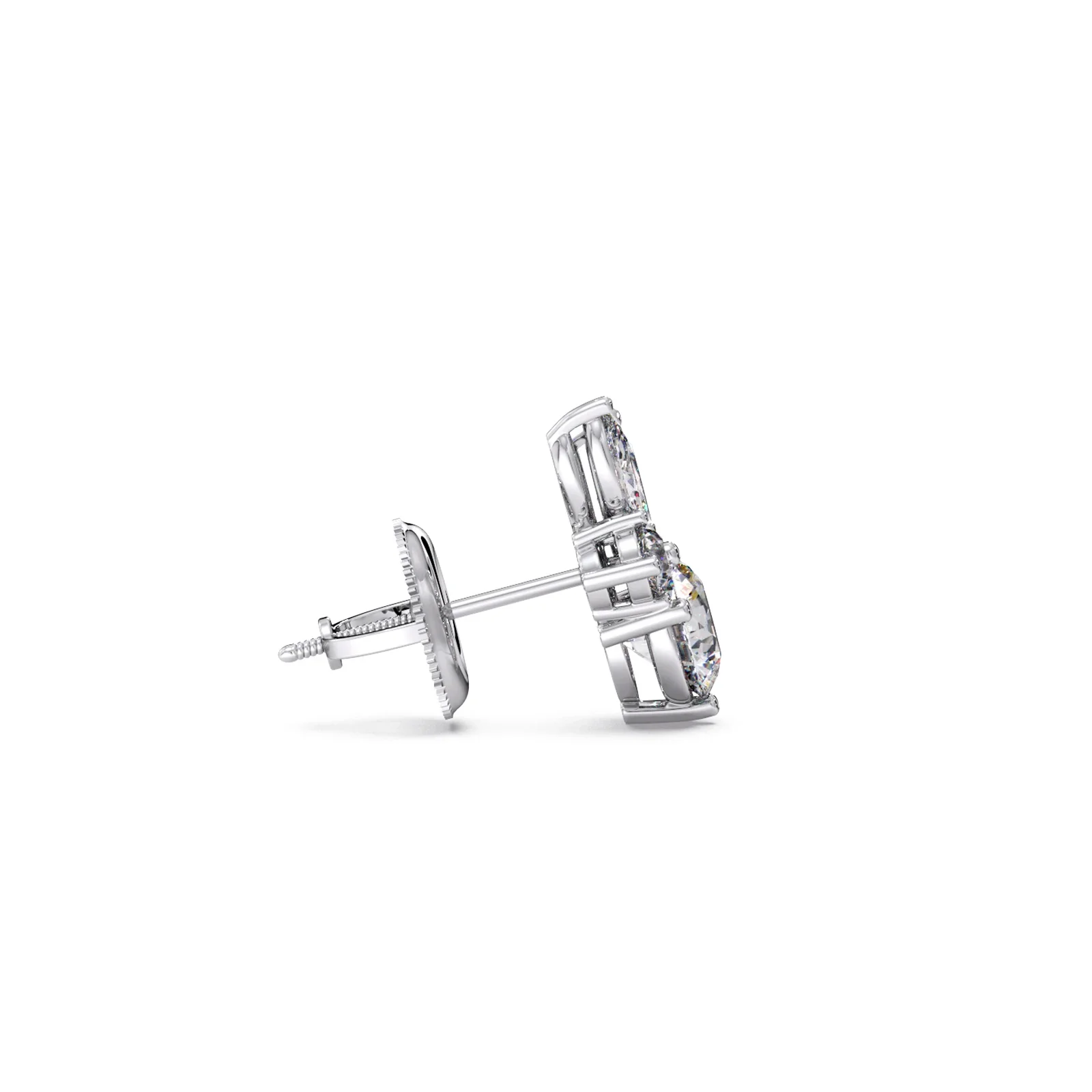 Diamond Floral Cluster Stud Earrings - Image 11