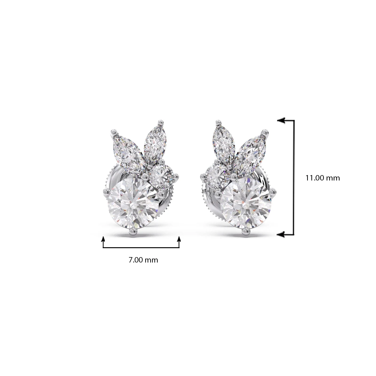 Diamond Floral Cluster Stud Earrings - Image 12