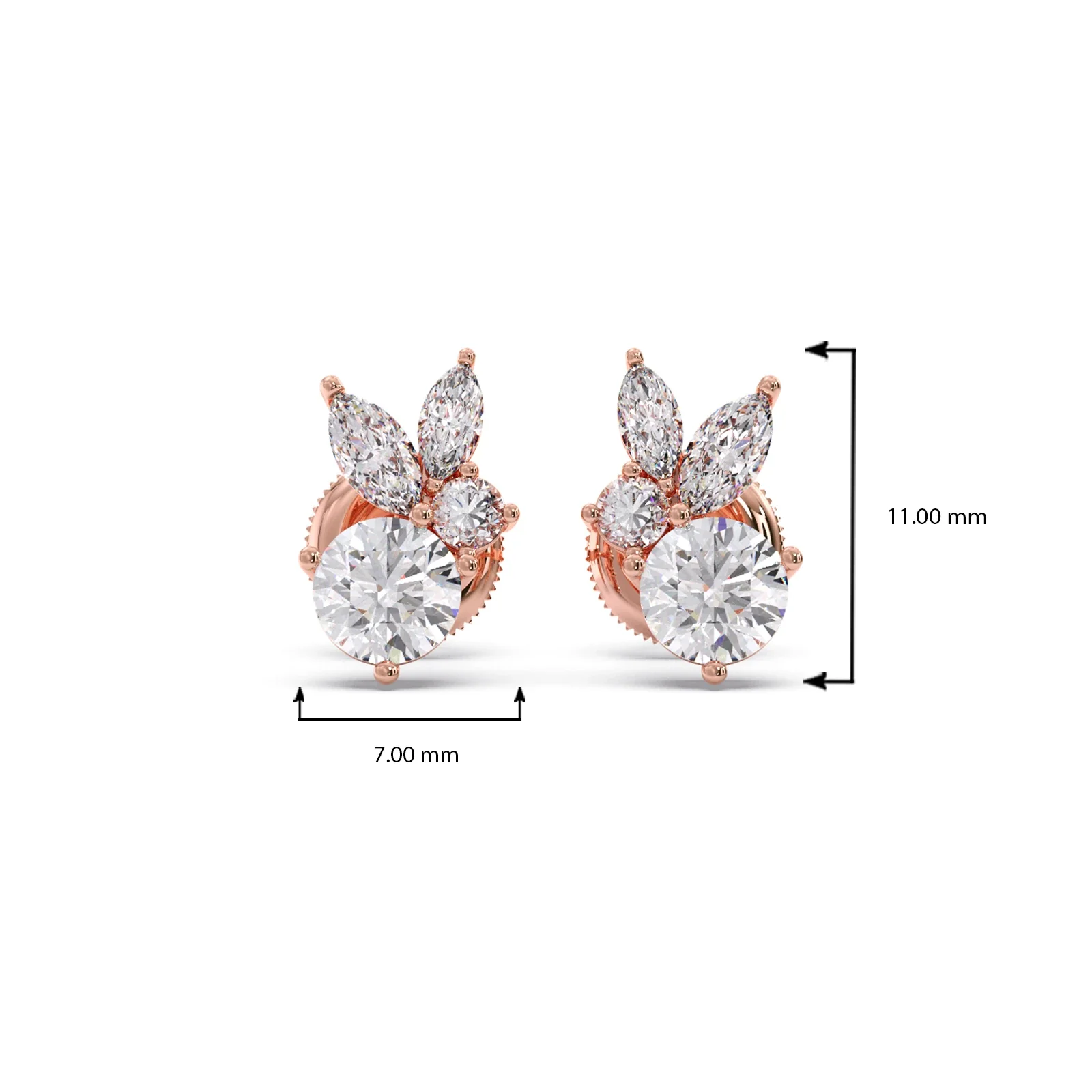 Diamond Floral Cluster Stud Earrings - Image 4