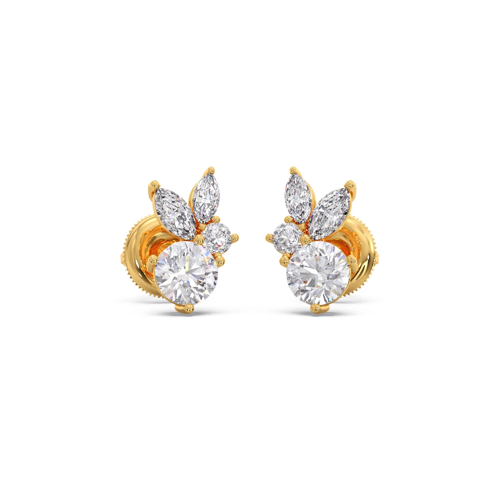 Diamond Floral Cluster Stud Earrings - Image 5
