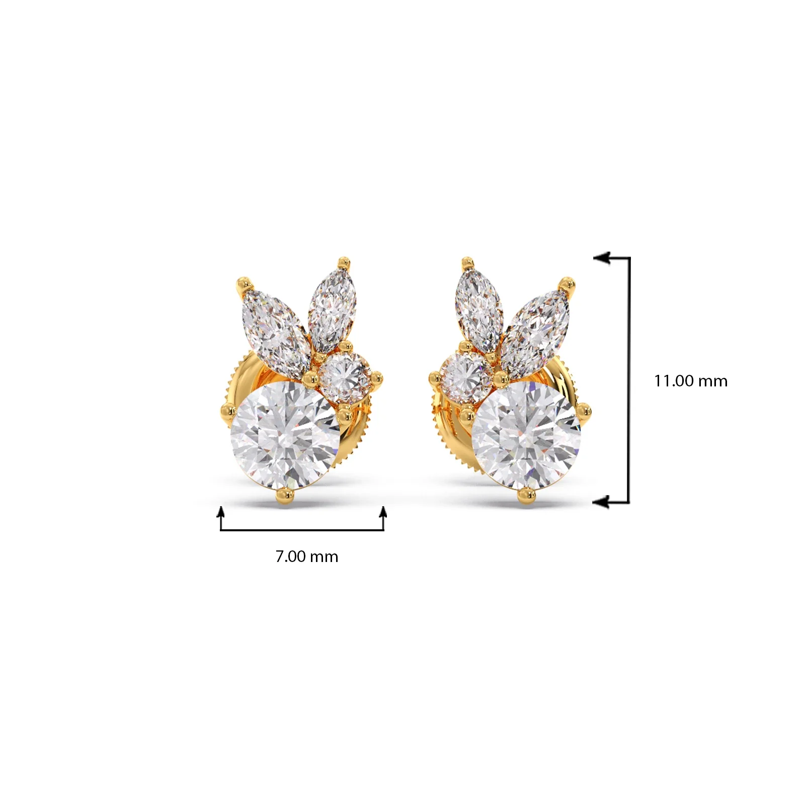 Diamond Floral Cluster Stud Earrings - Image 8