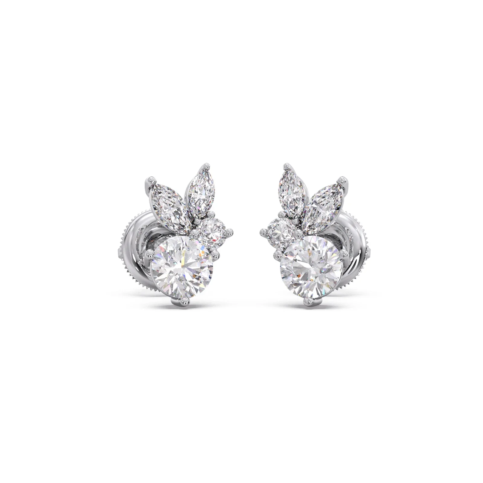 Diamond Floral Cluster Stud Earrings - Image 9
