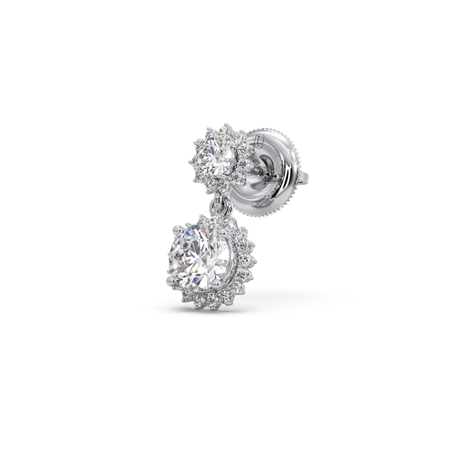Double Halo Solitaire Drop Earrings - Image 10