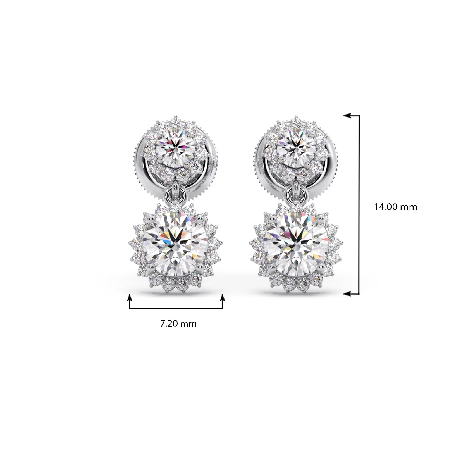 Double Halo Solitaire Drop Earrings - Image 12