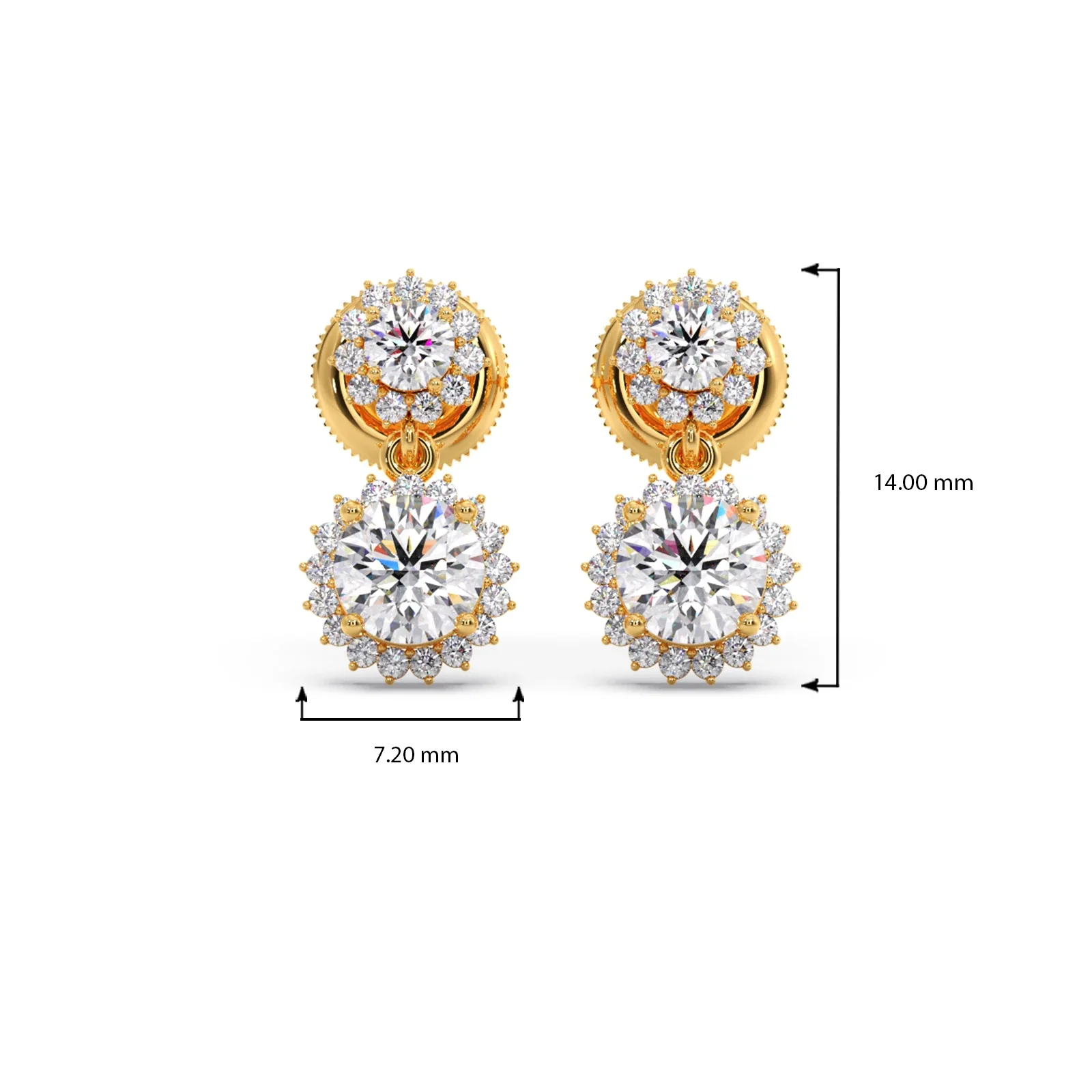 Double Halo Solitaire Drop Earrings - Image 4
