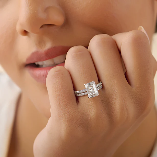 Dual Harmony Emerald Solitaire Diamond Ring - Image 16