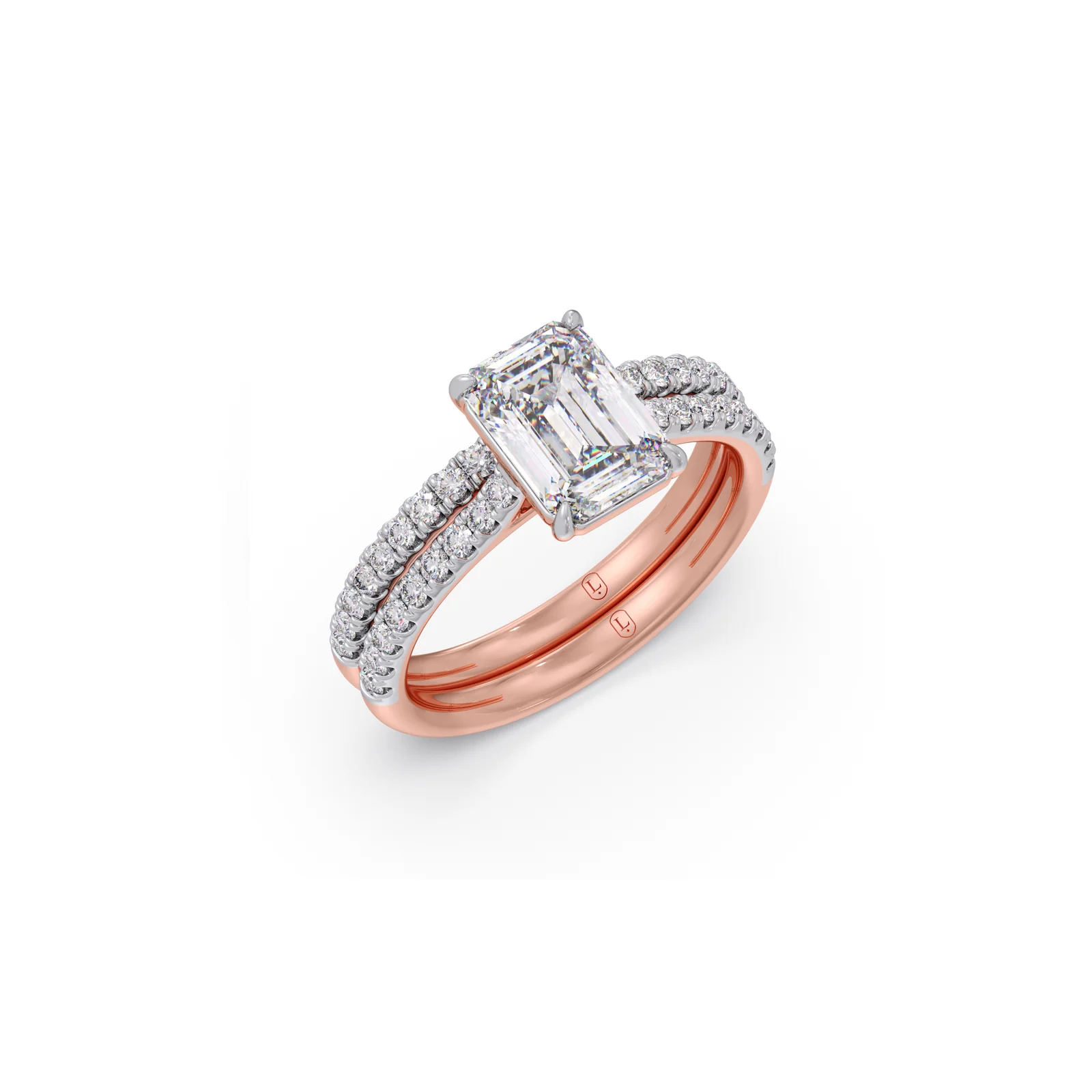 Dual Harmony Emerald Solitaire Diamond Ring - Image 5