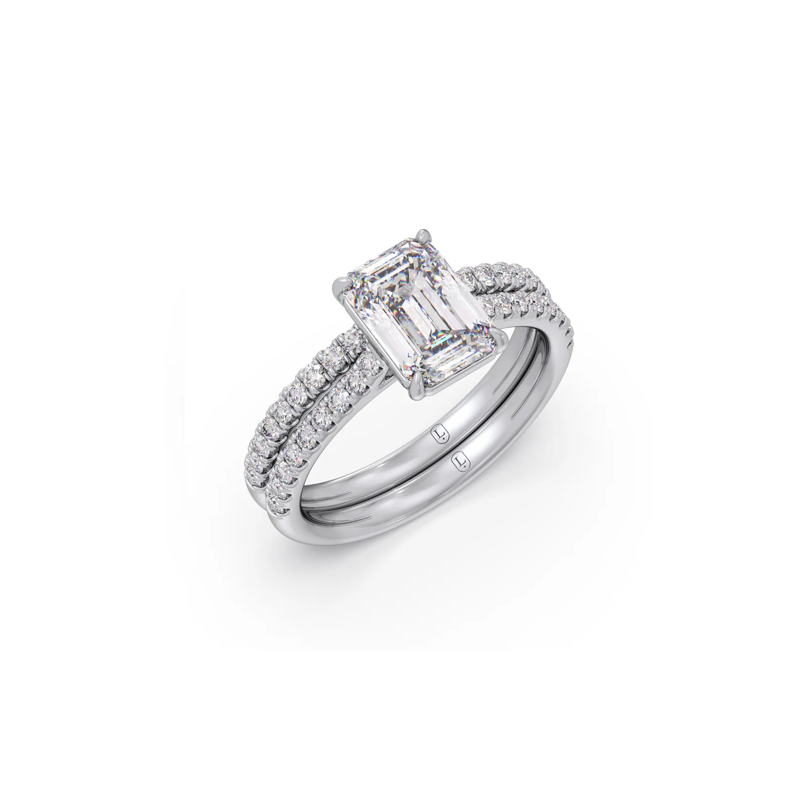 Dual Harmony Emerald Solitaire Diamond Ring - Image 9