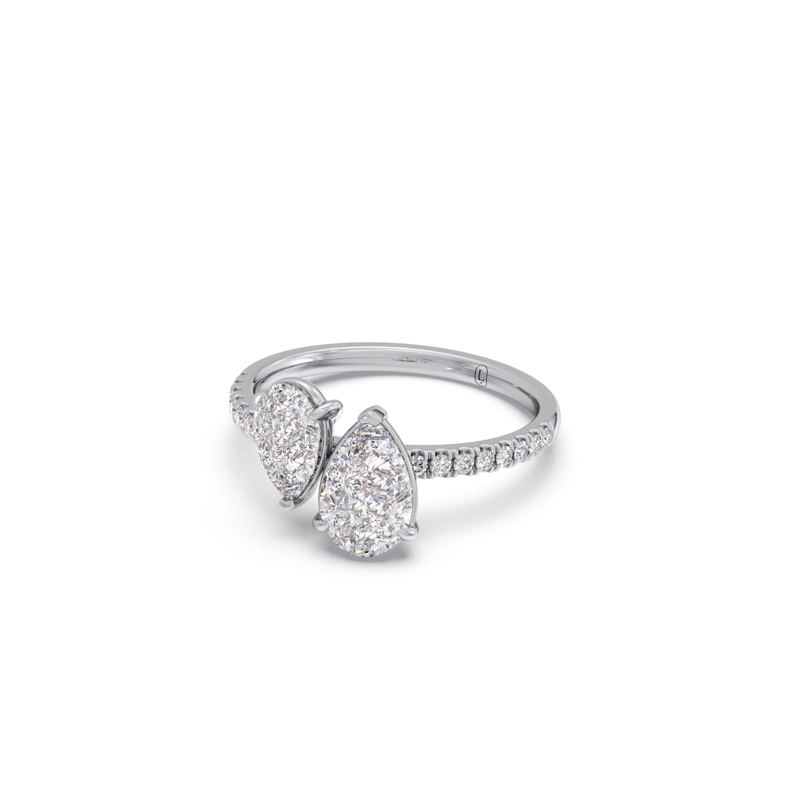 Duet Pear Diamond Ring - Image 12