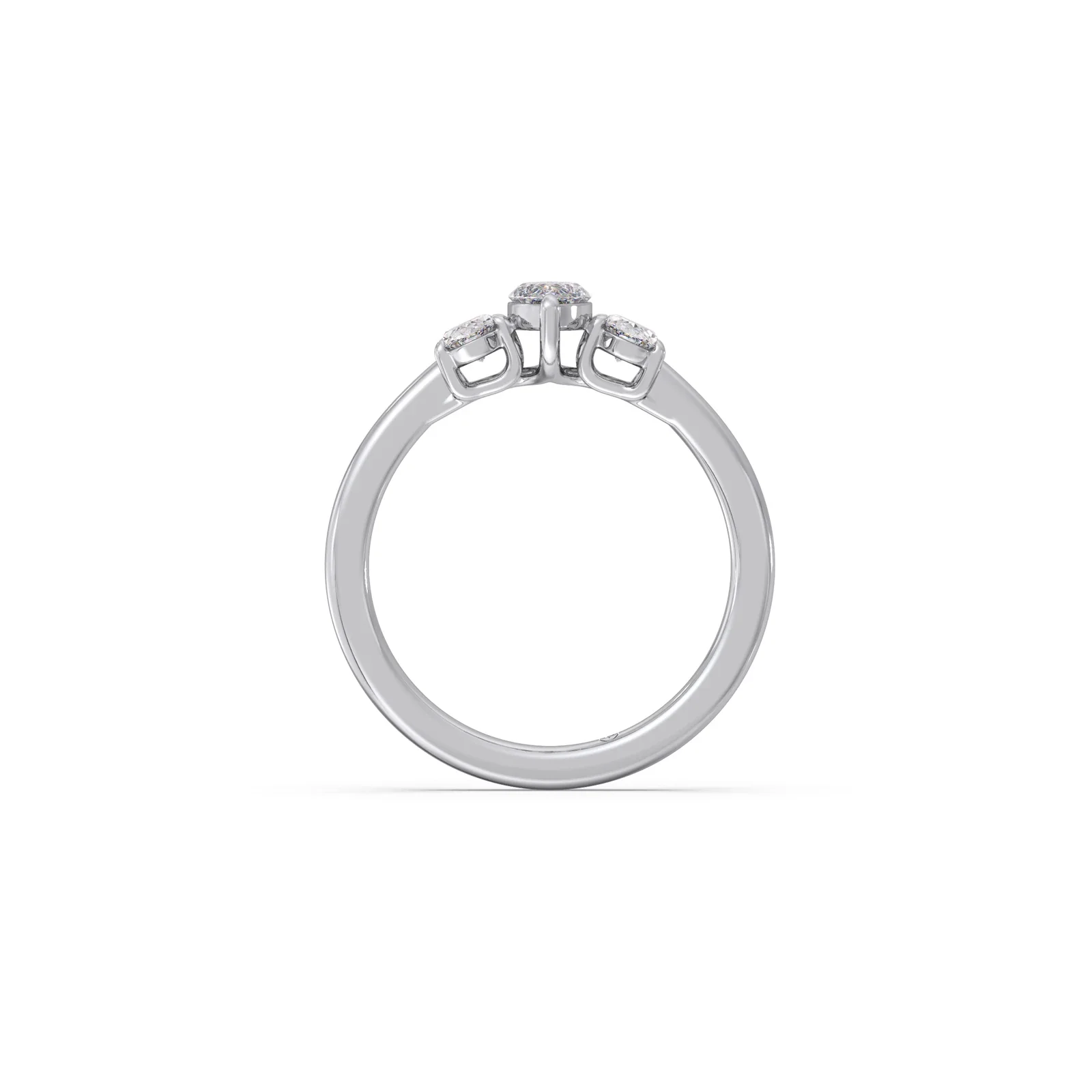 Elegant Marquise & Oval Cut Diamond Trilogy Ring - Image 11