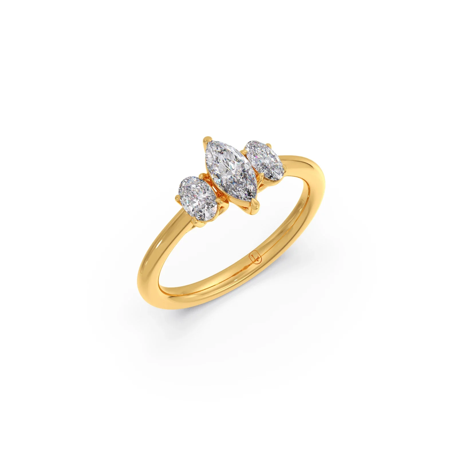 Elegant Marquise & Oval Cut Diamond Trilogy Ring - Image 5