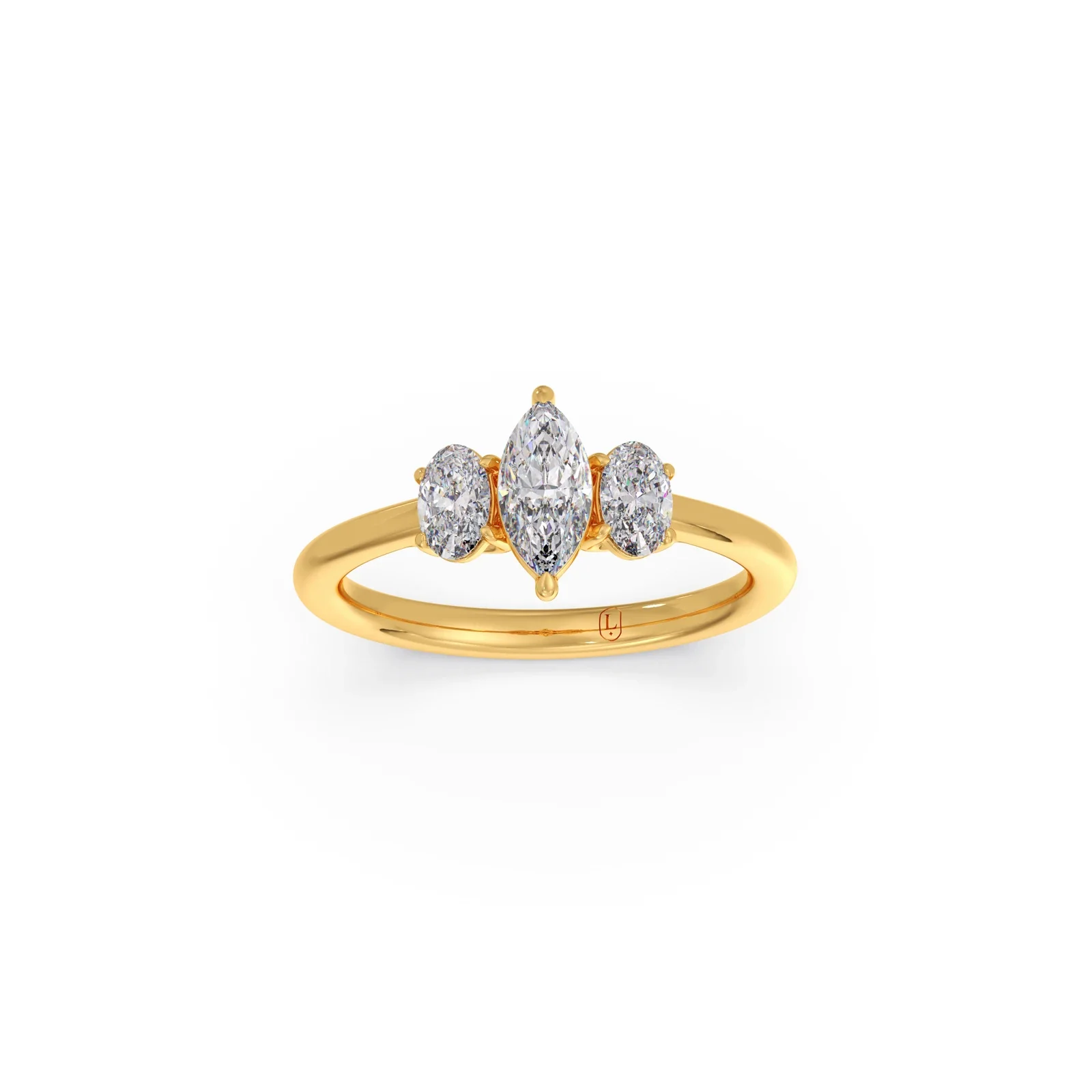 Elegant Marquise & Oval Cut Diamond Trilogy Ring - Image 6
