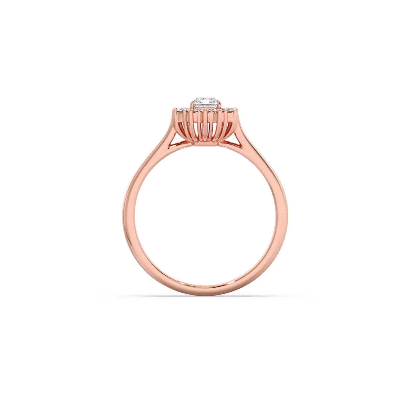 Emerald Shape Diamond with Halo Setting Ring - Image 3