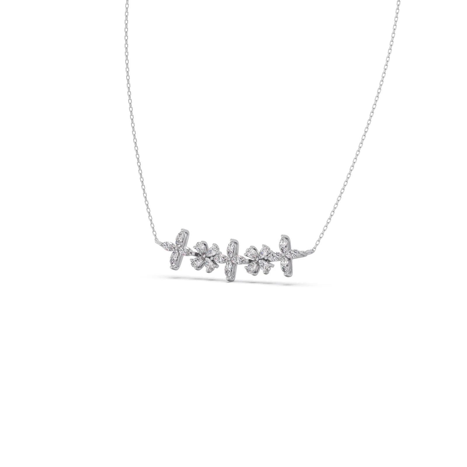 Exquisite Marquise & Pear Diamond Cluster Necklace - Image 10