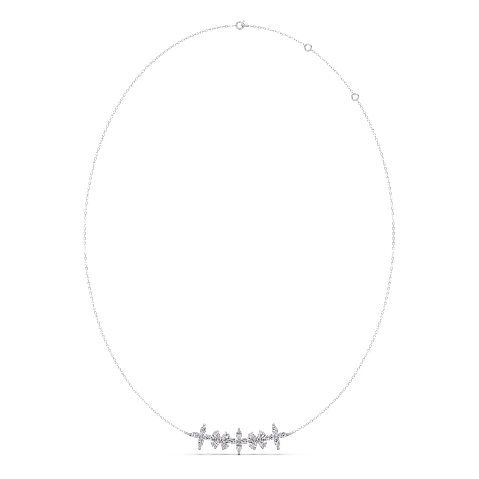 Exquisite Marquise & Pear Diamond Cluster Necklace - Image 11