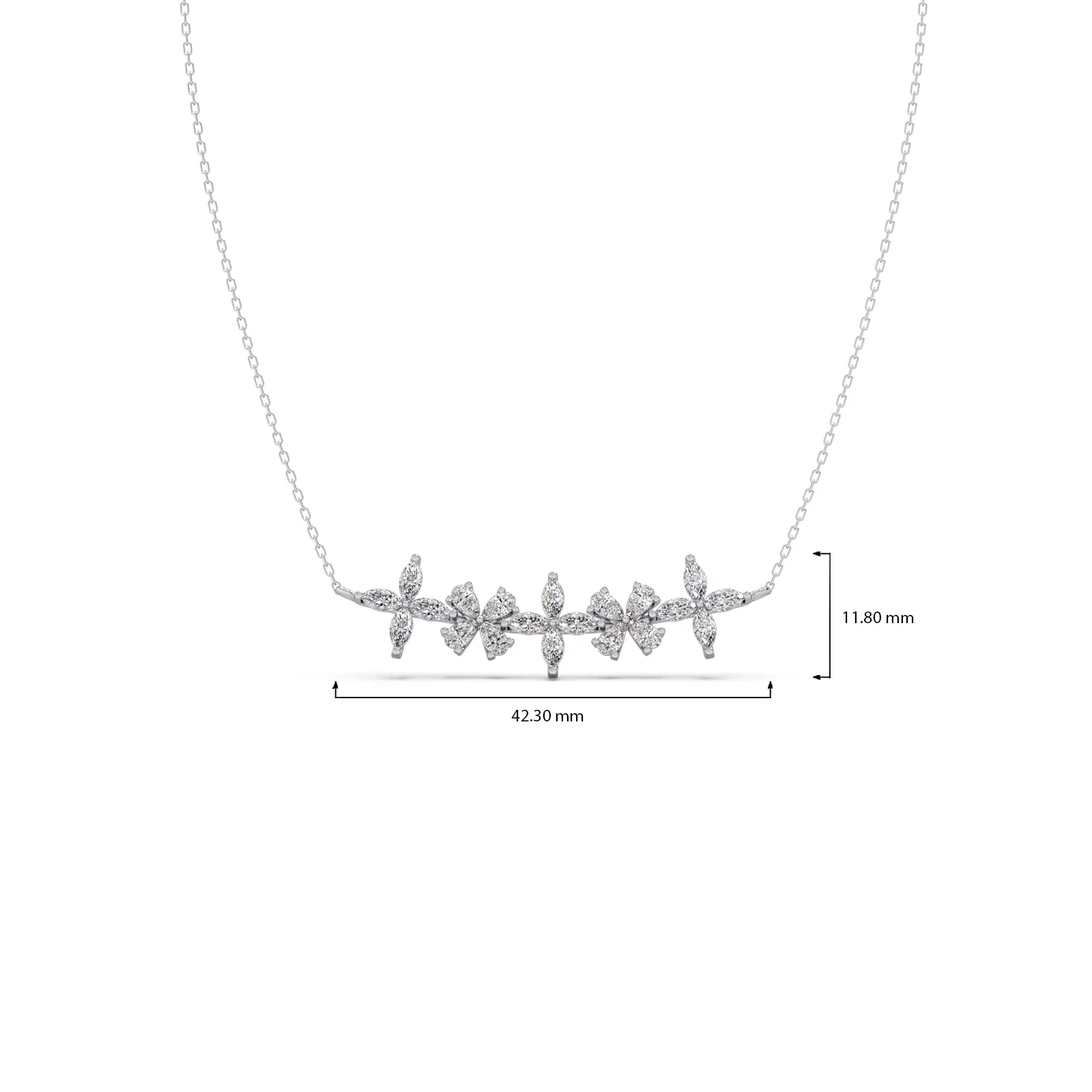 Exquisite Marquise & Pear Diamond Cluster Necklace - Image 12